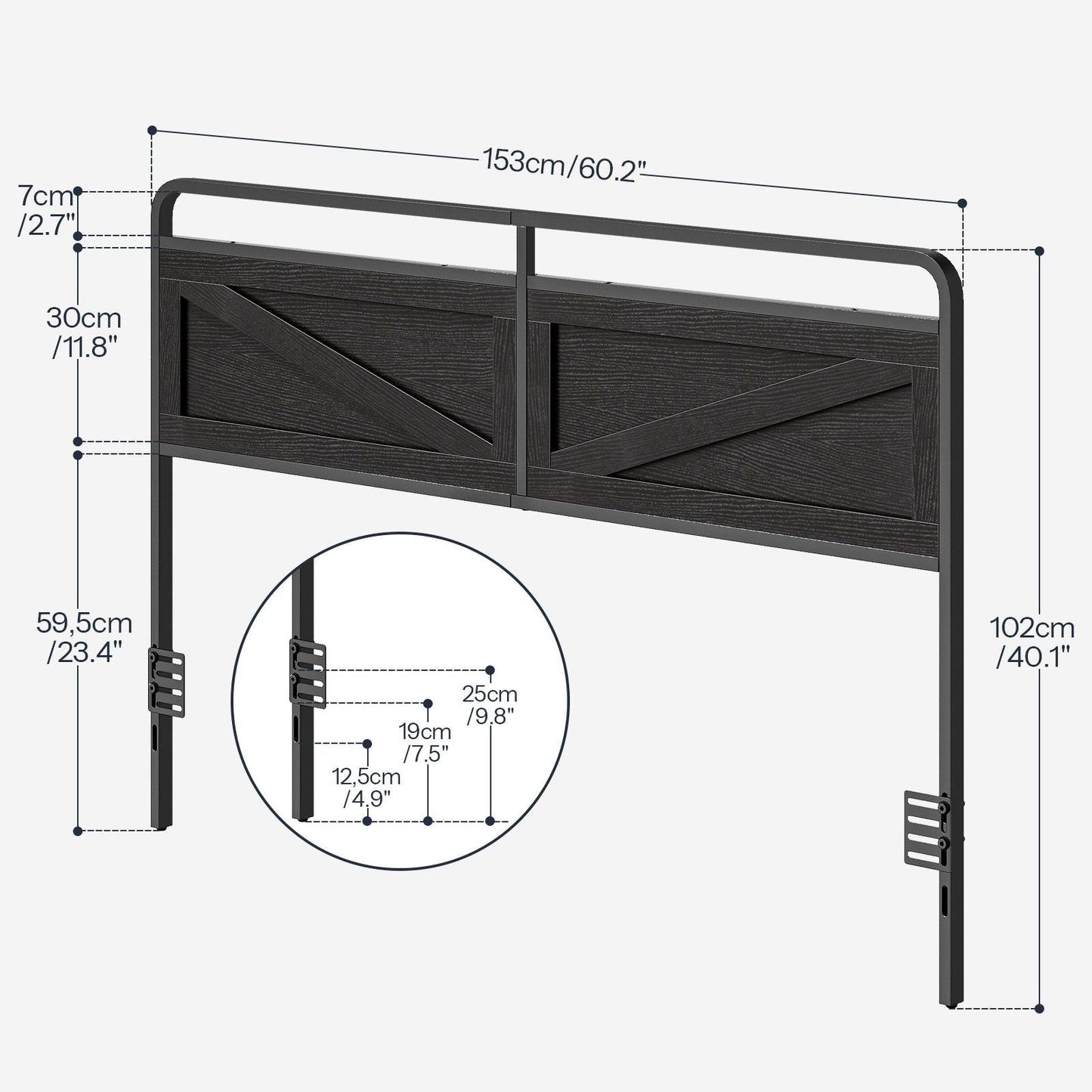 Wooden Panel Headboard - Black