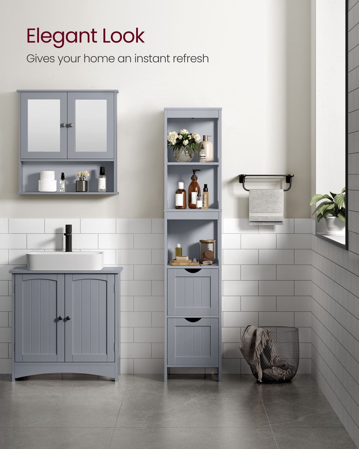 Bathroom Floor Cabinet with 2 Removable Drawers