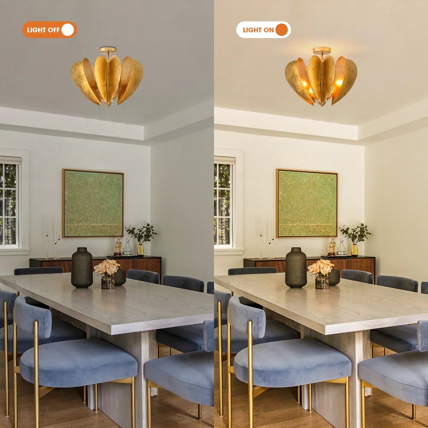 Elvira Farmhouse Gold Hexagonal Ceiling Light