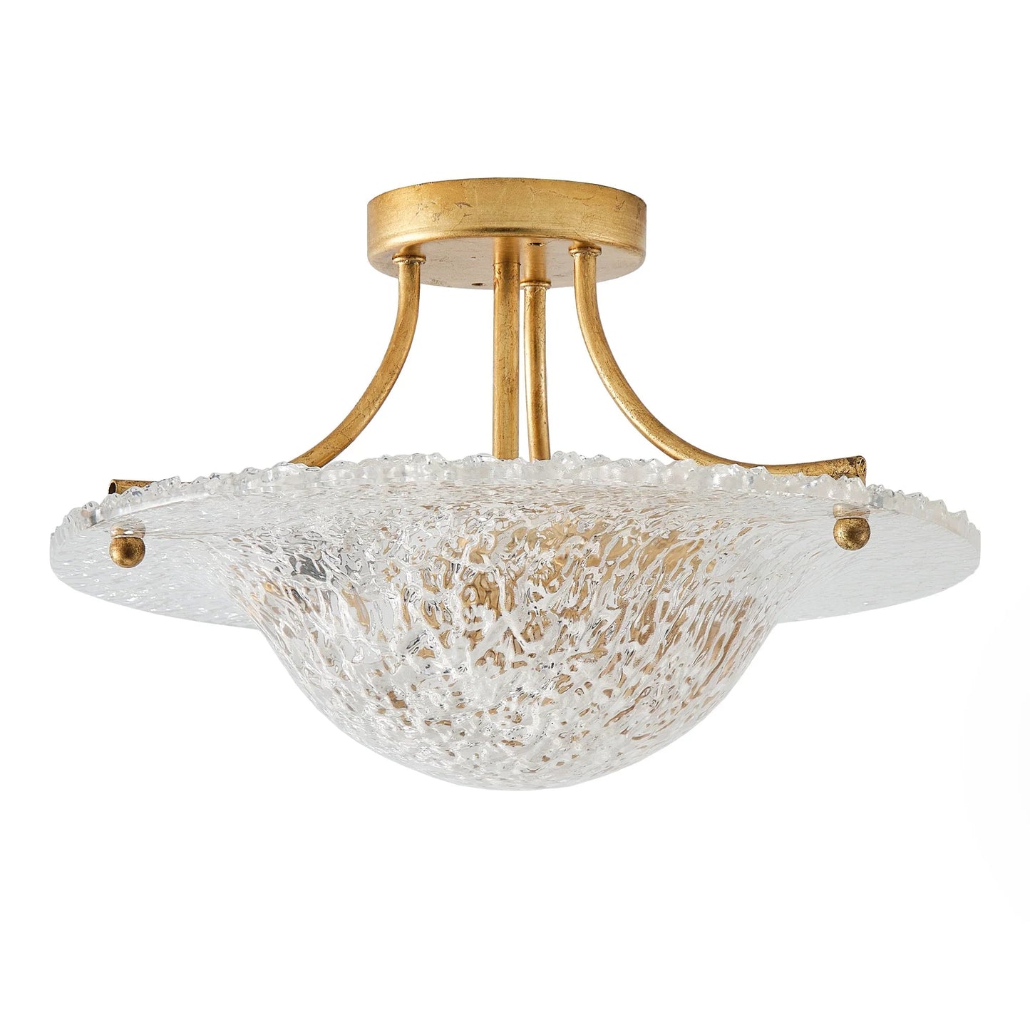 16 Inch Page 3-Light Vintage Golden Semi-Flush Mount Ceiling Light