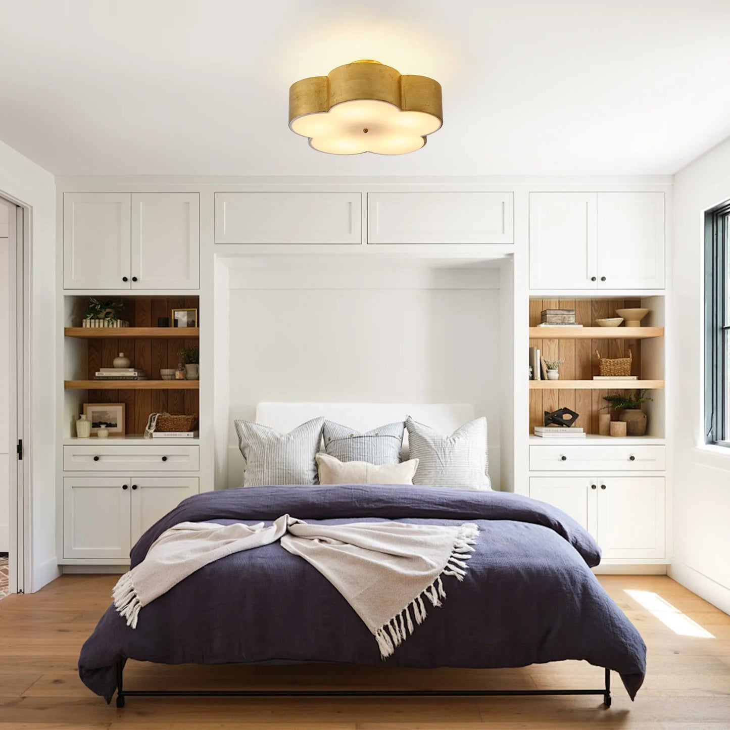 20 Inch Joyce 5-Light Vintage Golden Semi-Flush Mount Ceiling Light