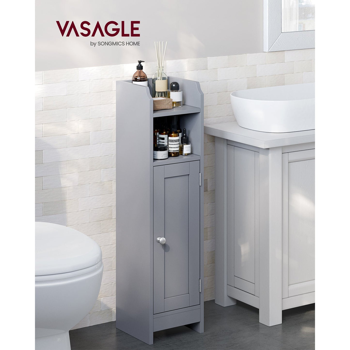 Small Bathroom Storage Corner Floor Cabinet with Door and Shelves