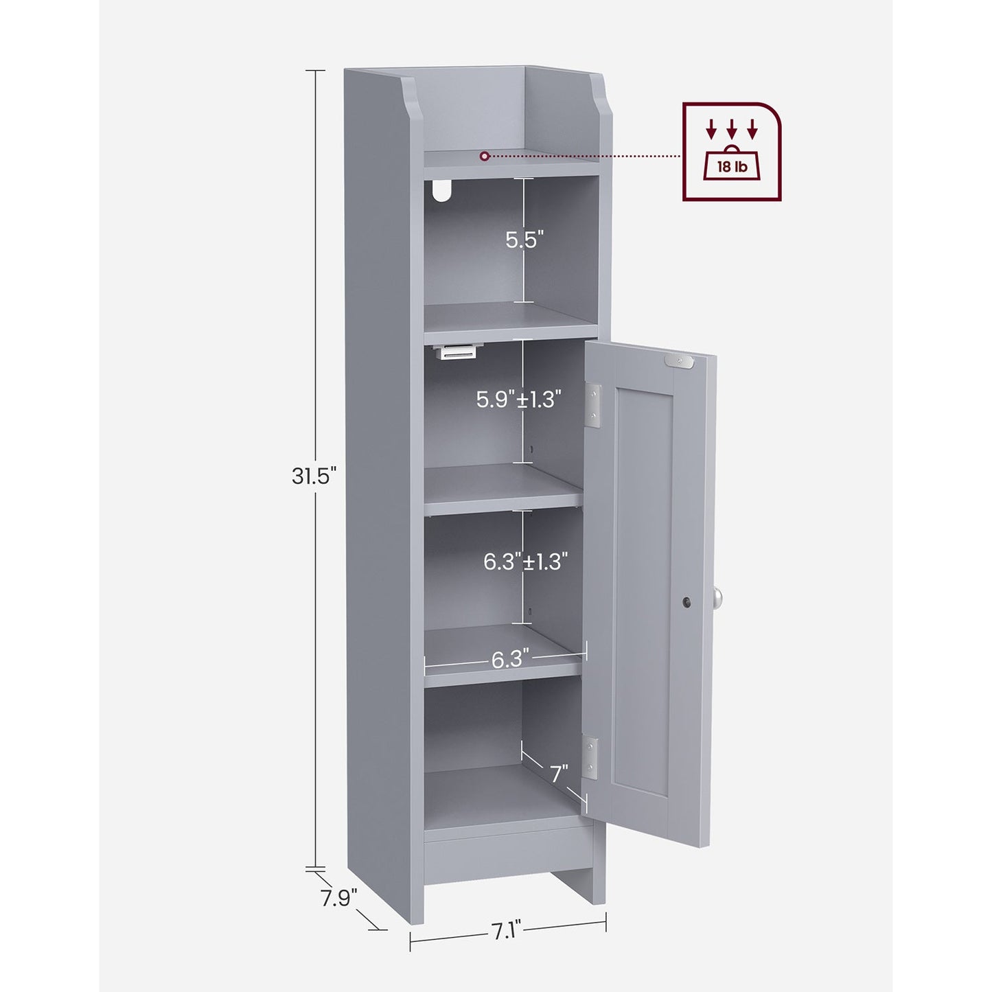Small Bathroom Storage Corner Floor Cabinet with Door and Shelves