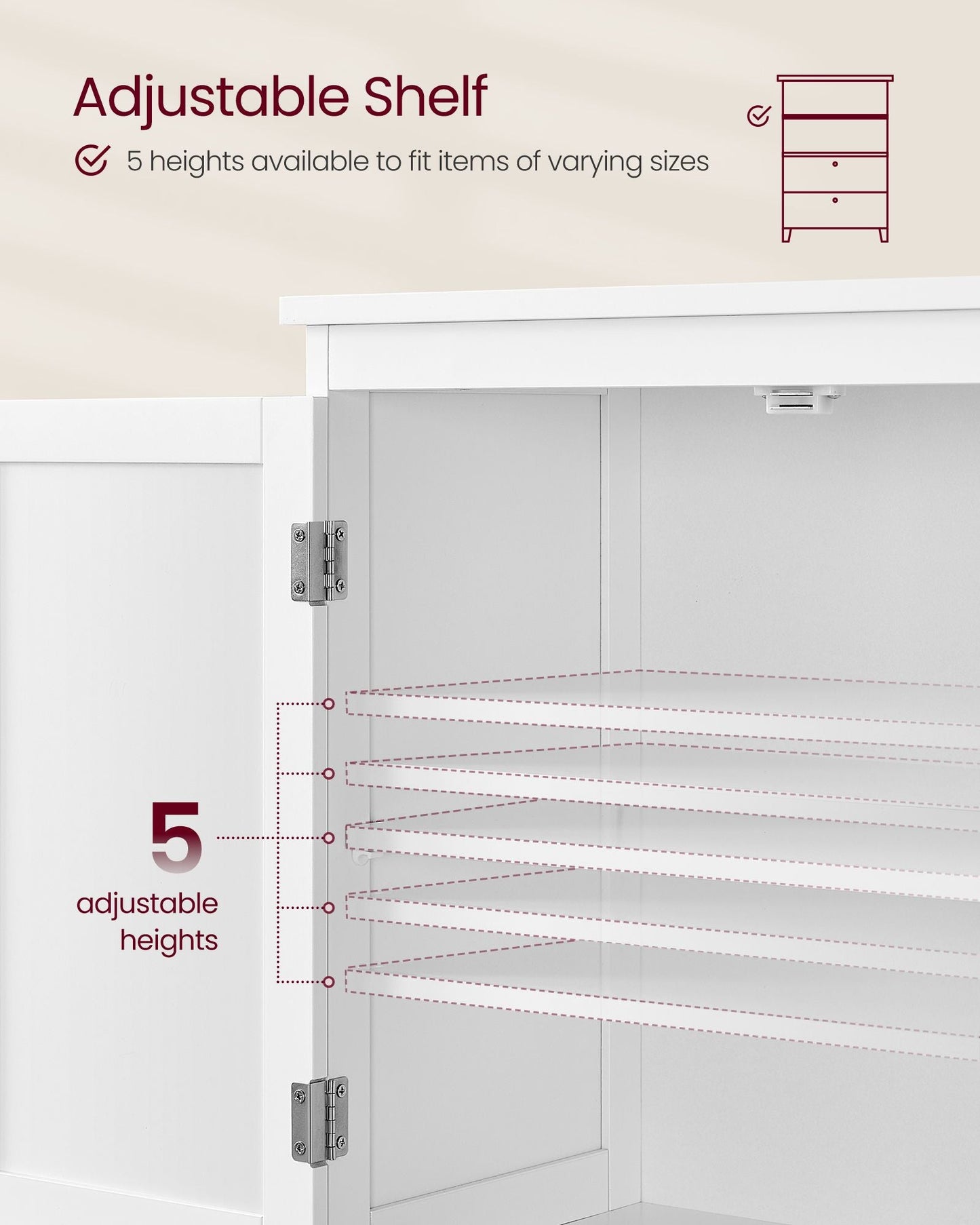 Bathroom Floor Storage Cabinet with 2 Drawers and 2 Doors