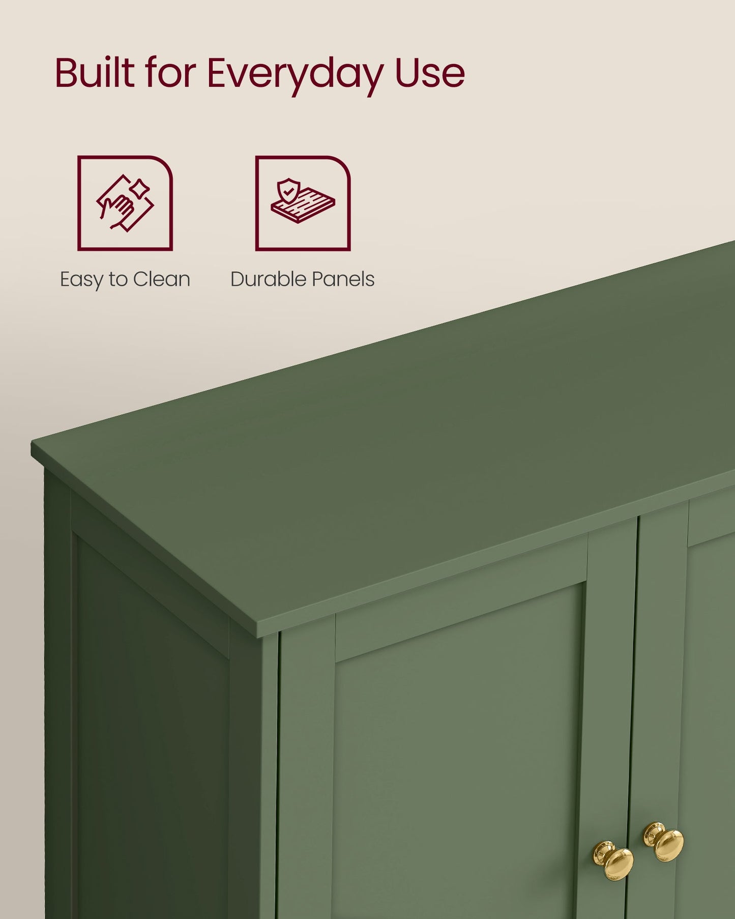 Floor Storage Cabinet, Shaker Cabinet with 2 Adjustable Shelves
