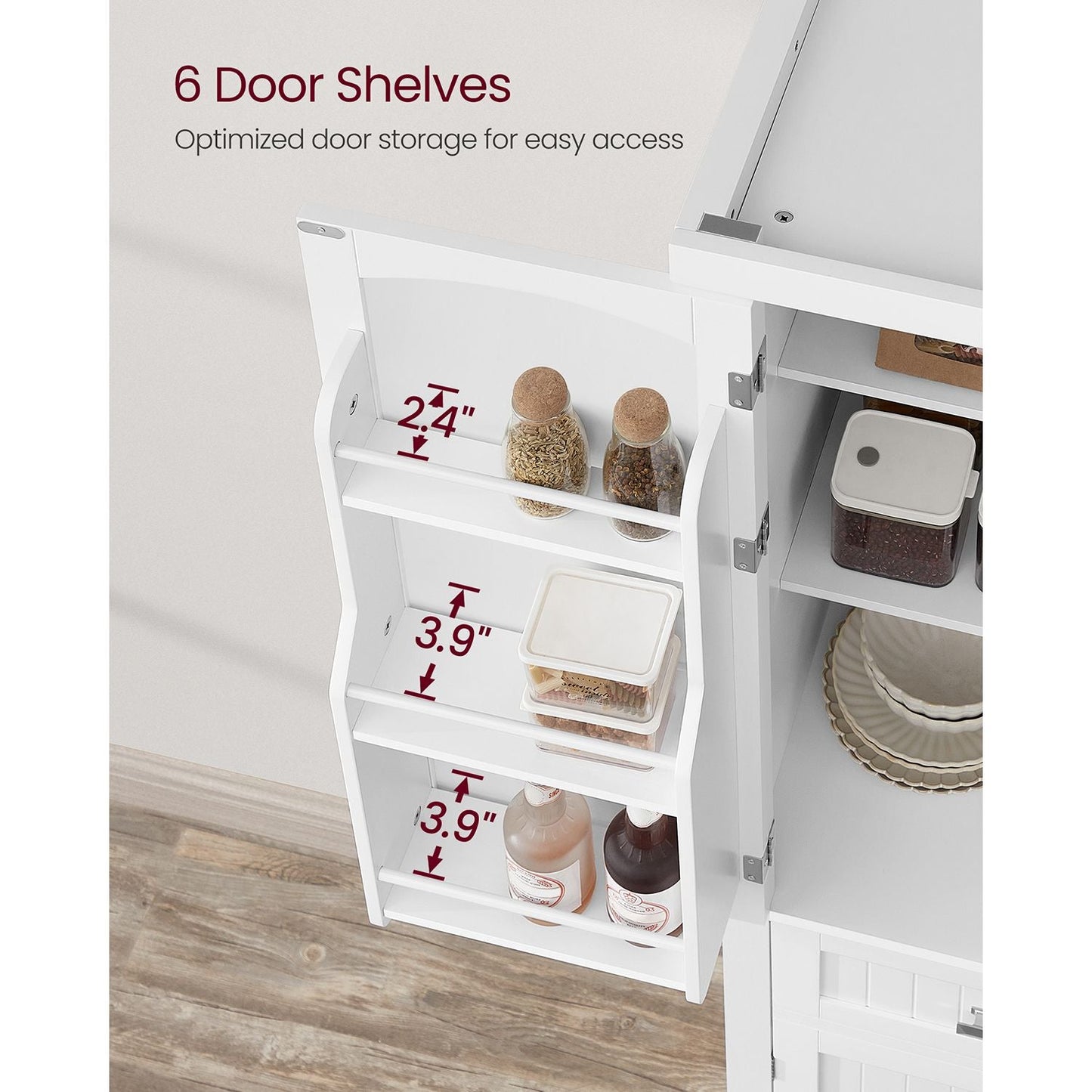 71.7-Inch High Freestanding Tall Cupboard Storage Cabinet