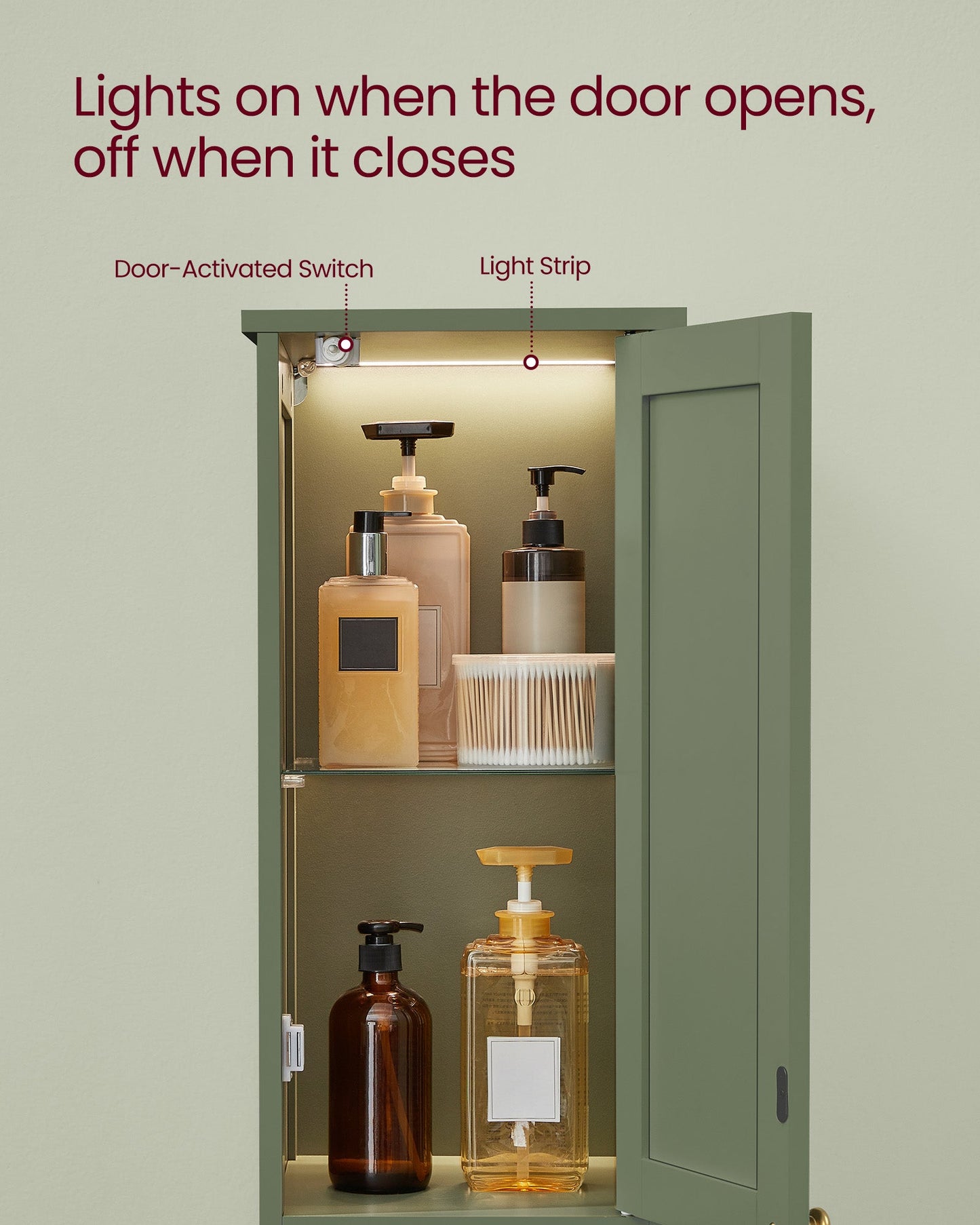 Tall Bathroom Cabinet with Lights