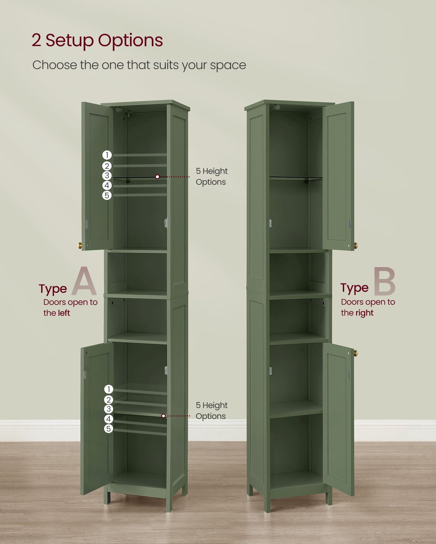 Tall Bathroom Cabinet with Lights