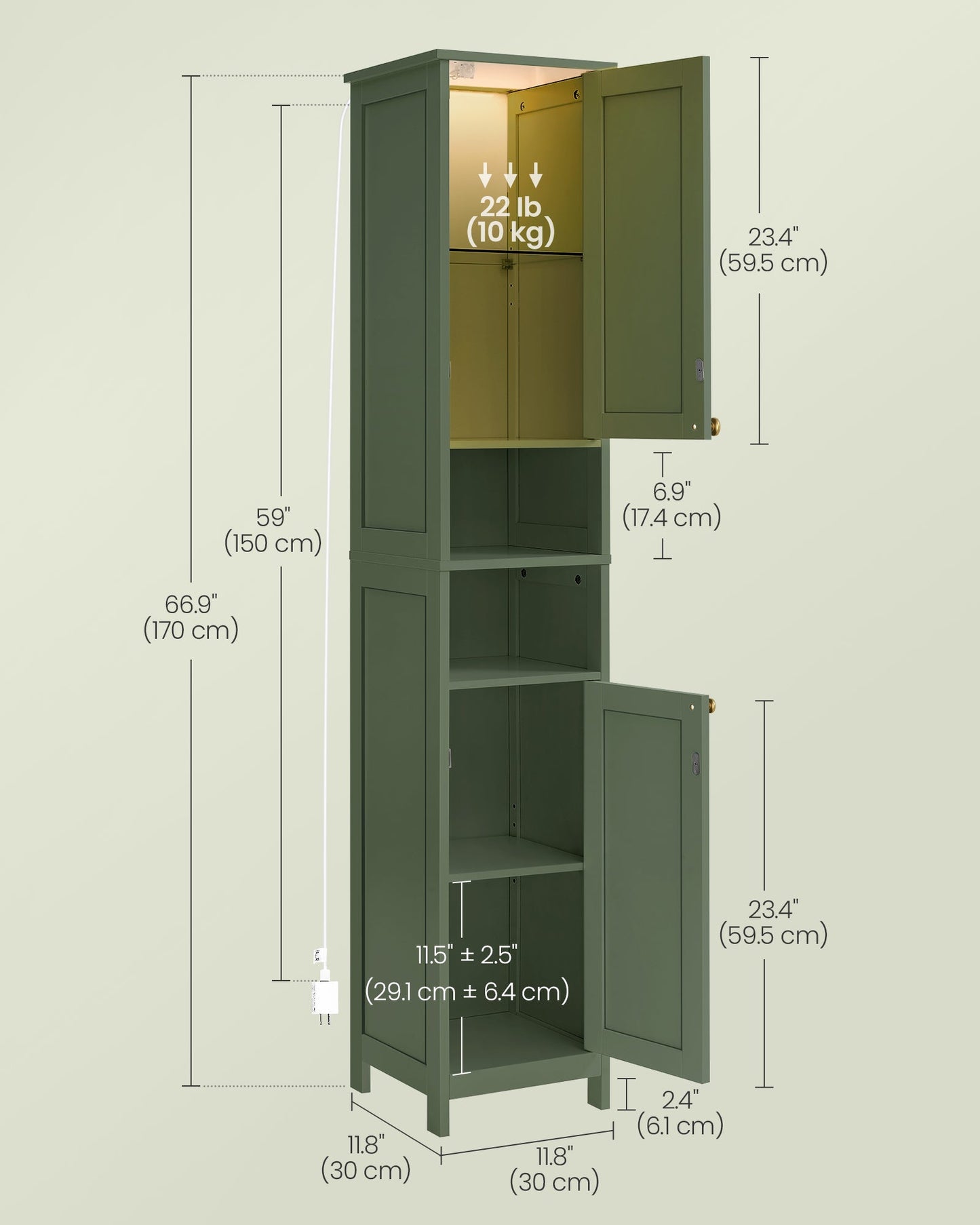 Tall Bathroom Cabinet with Lights