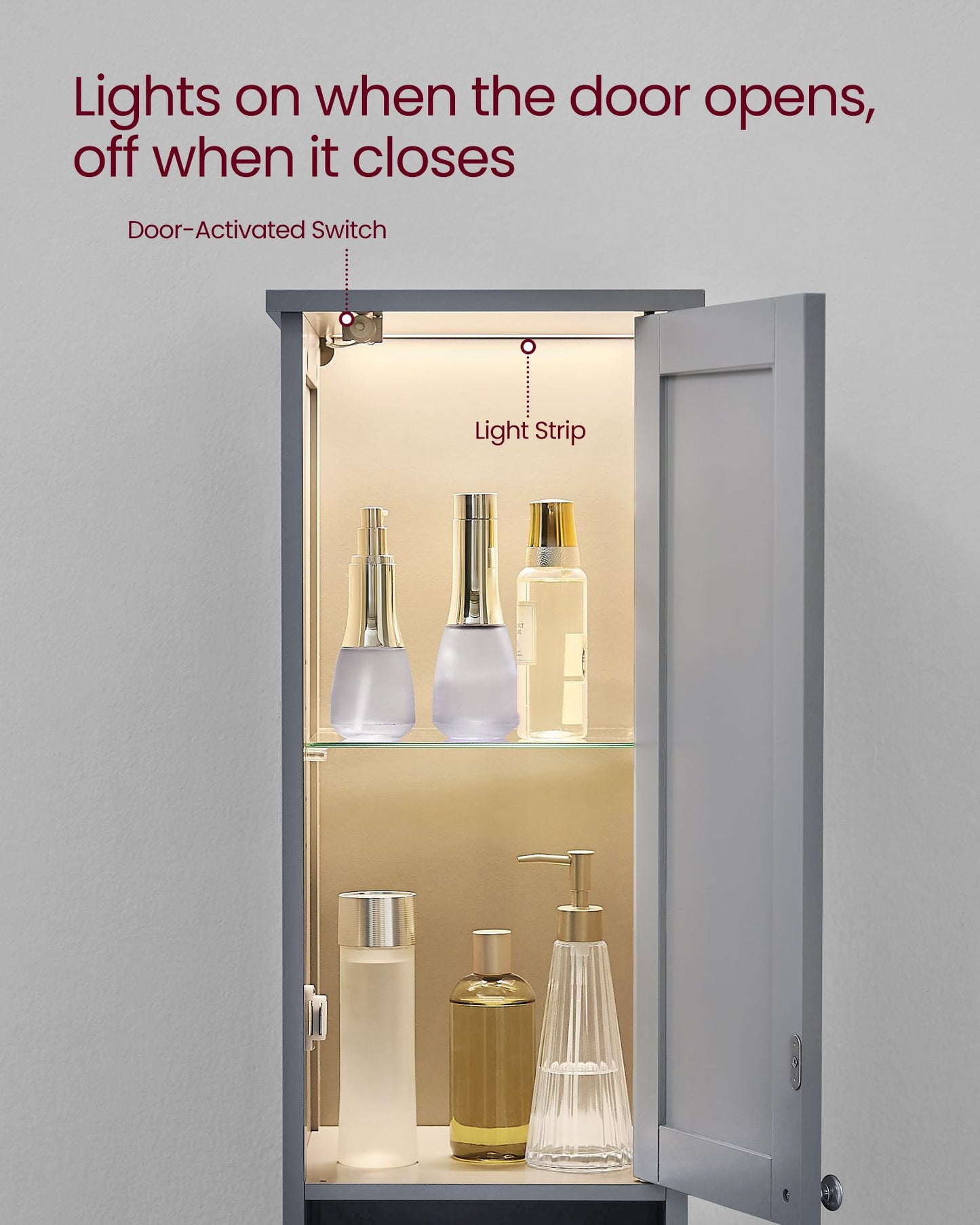 Tall Bathroom Cabinet with Lights
