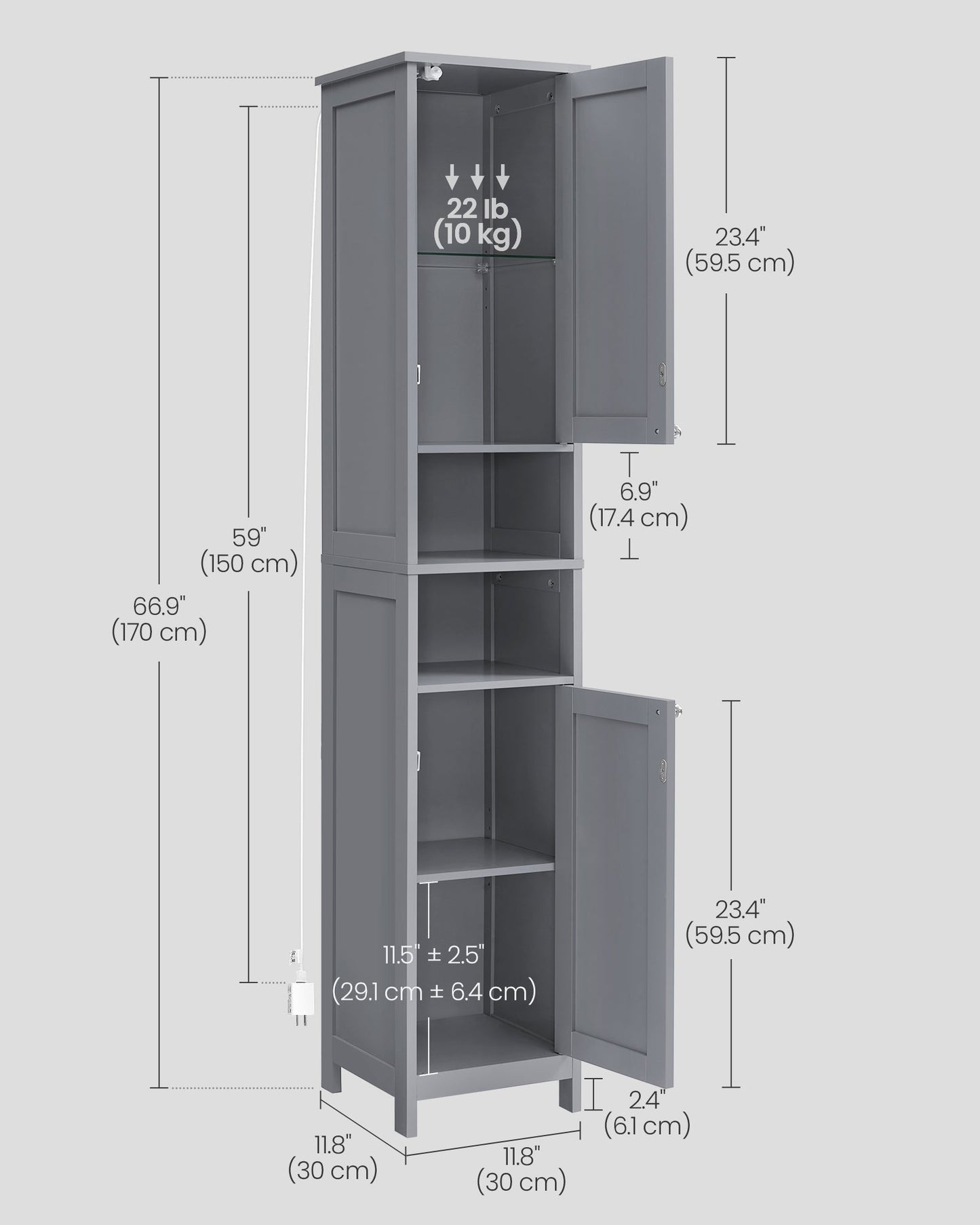 Tall Bathroom Cabinet with Lights
