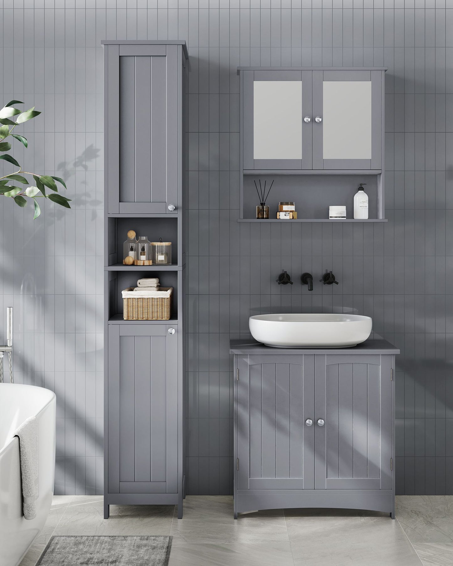 Tall Bathroom Cabinet with Lights