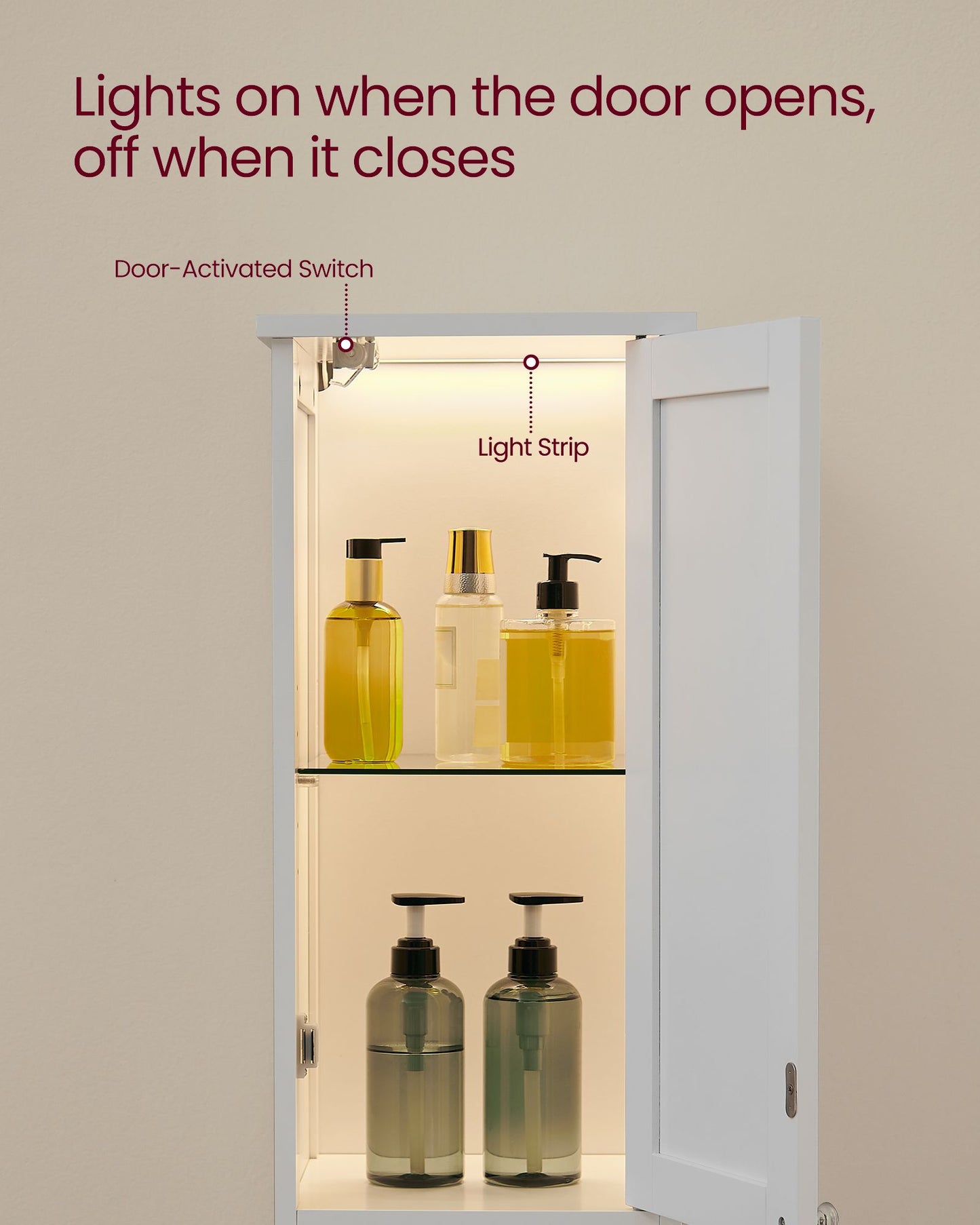 Tall Bathroom Cabinet with Lights