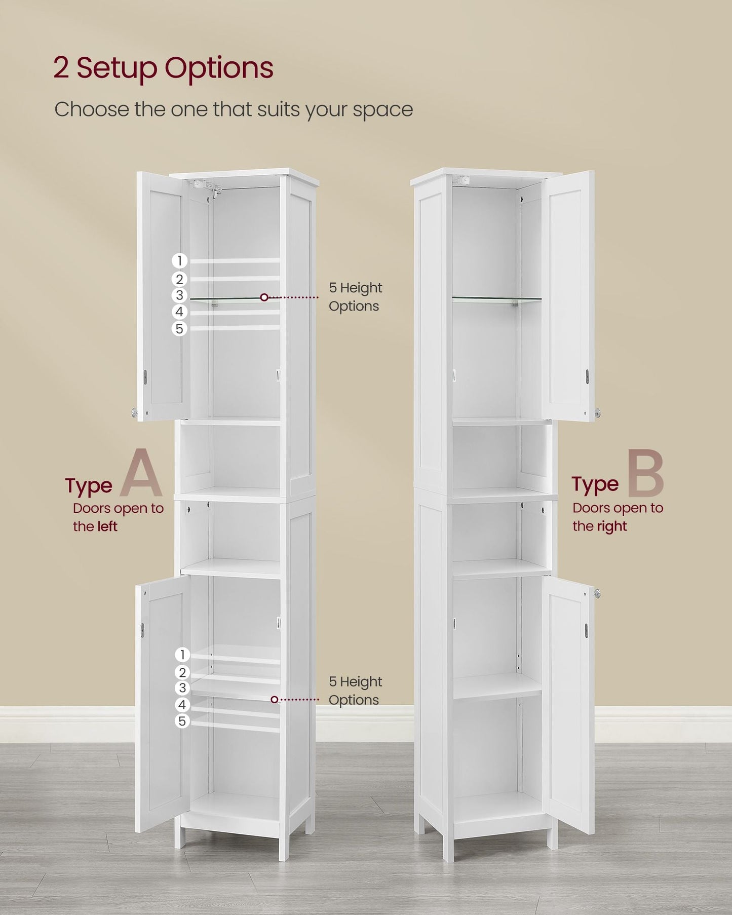 Tall Bathroom Cabinet with Lights