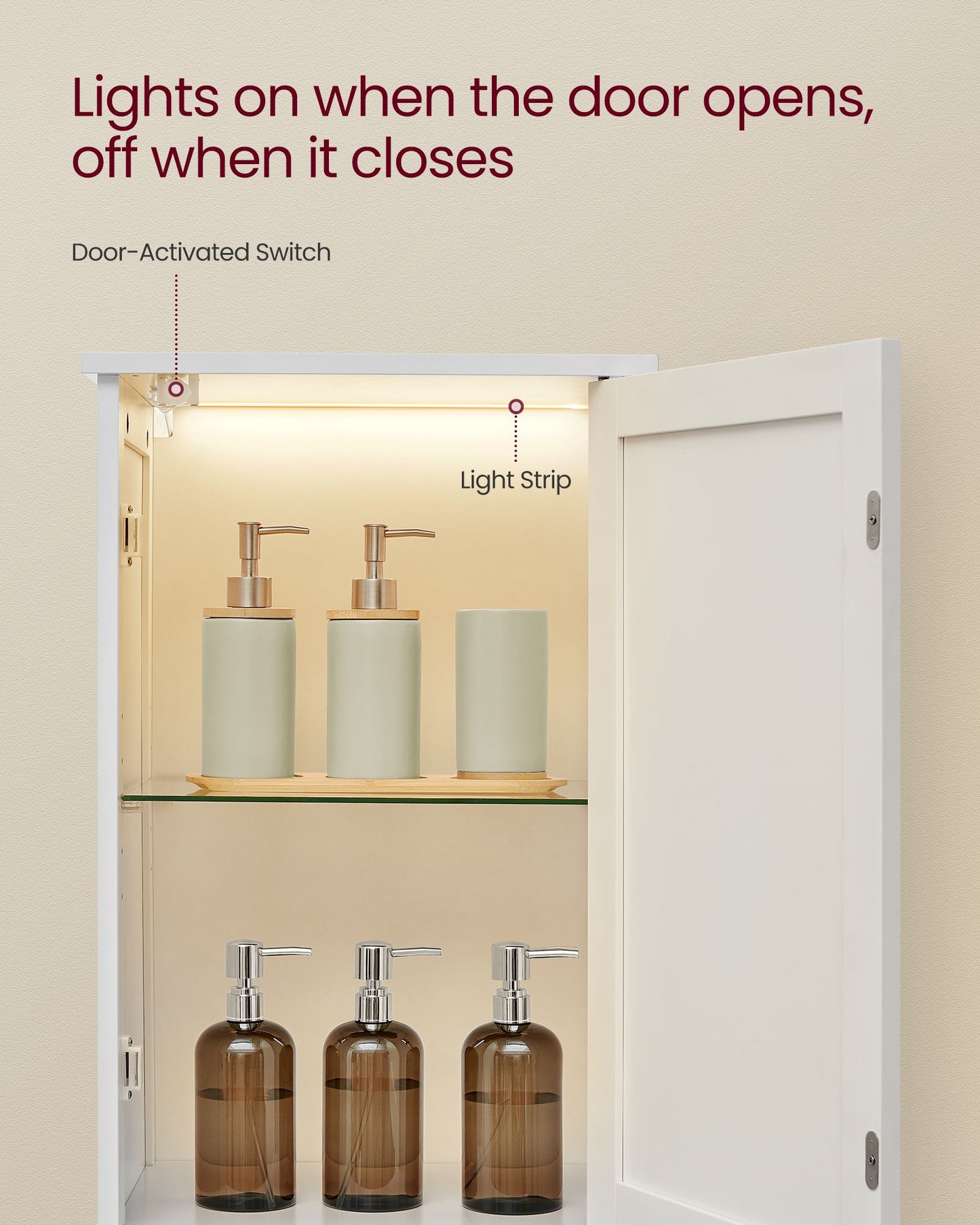 Tall Bathroom Cabinet with Lights