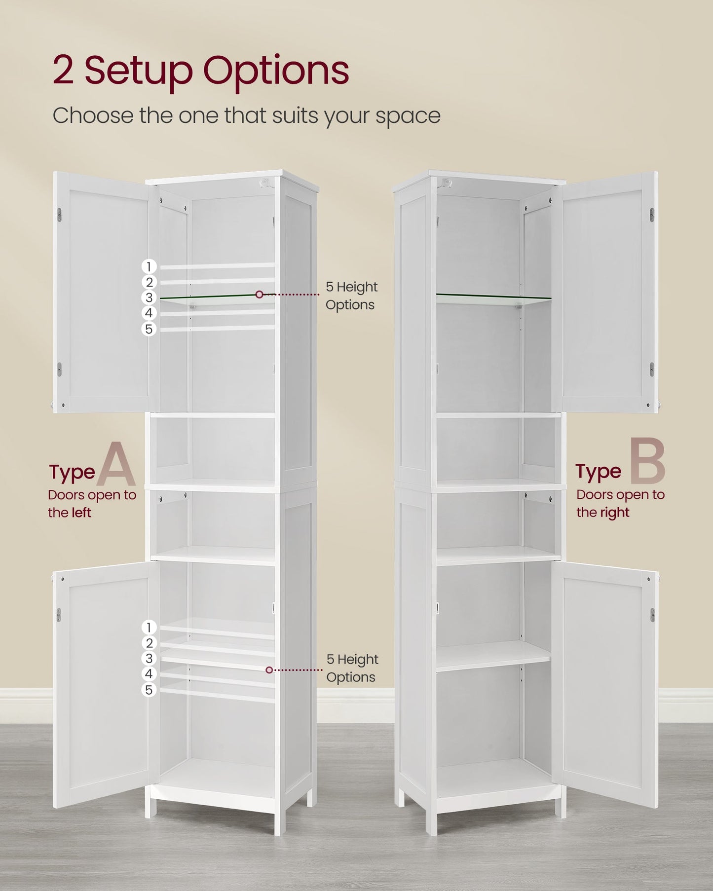 Tall Bathroom Cabinet with Lights