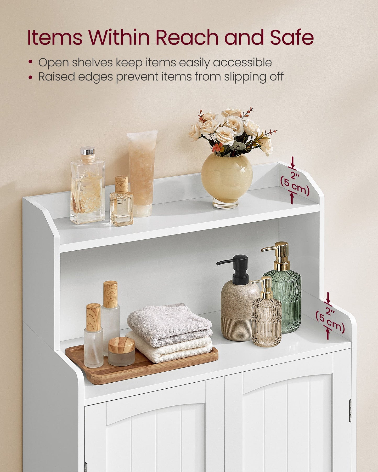 Bathroom Storage Cabinet with 2 Doors, 2 Adjustable Shelves