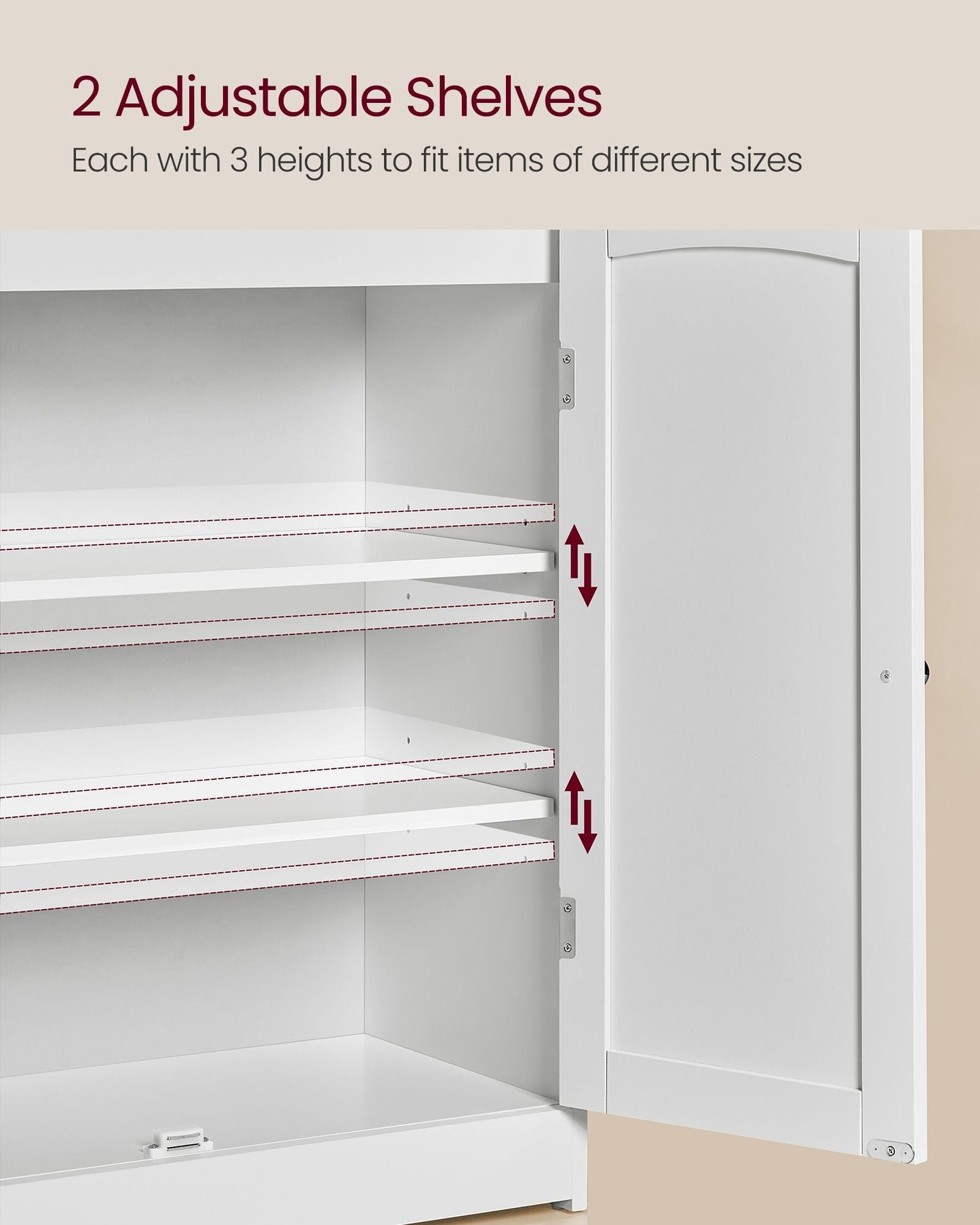Bathroom Storage Cabinet with 2 Doors, 2 Adjustable Shelves