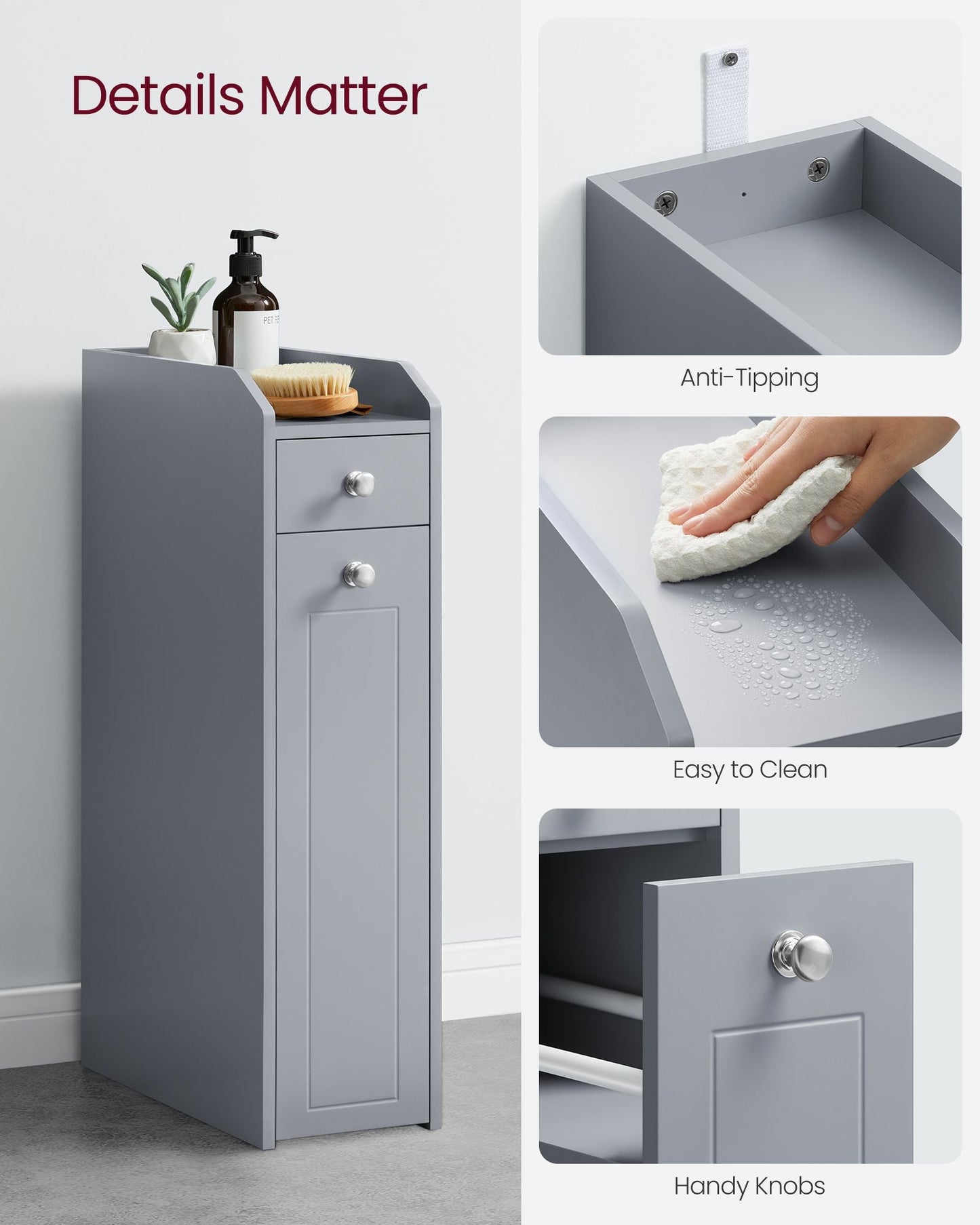 Slim Bathroom Storage Cabinet for Small Spaces