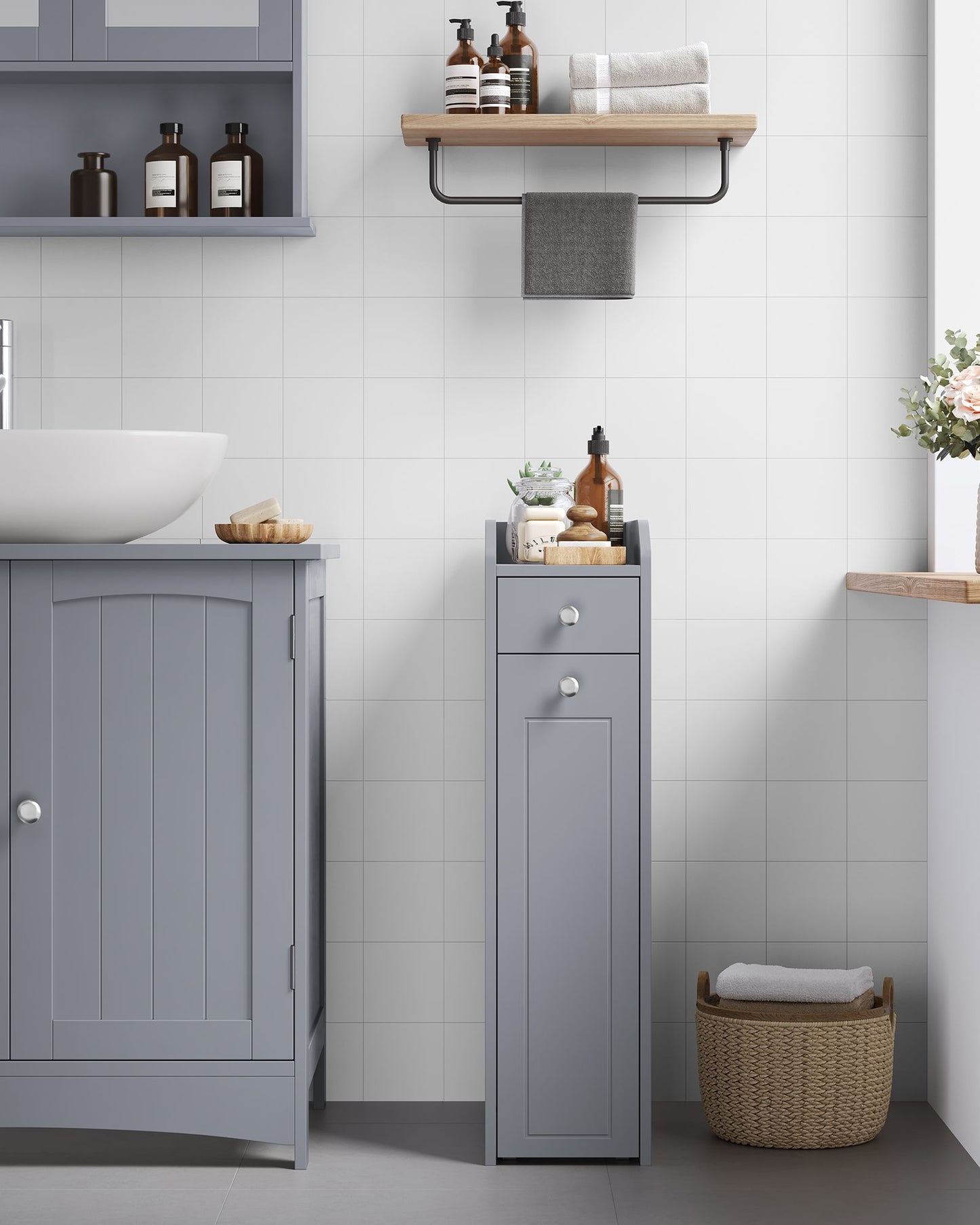 Slim Bathroom Storage Cabinet for Small Spaces