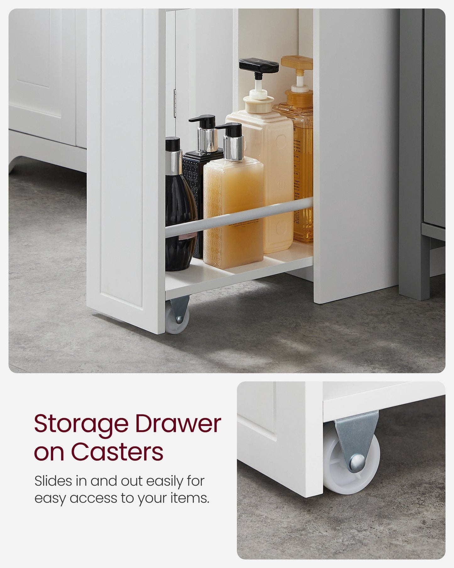 Slim Storage Cabinet, Narrow Storage Organizer with Slide Out Drawers