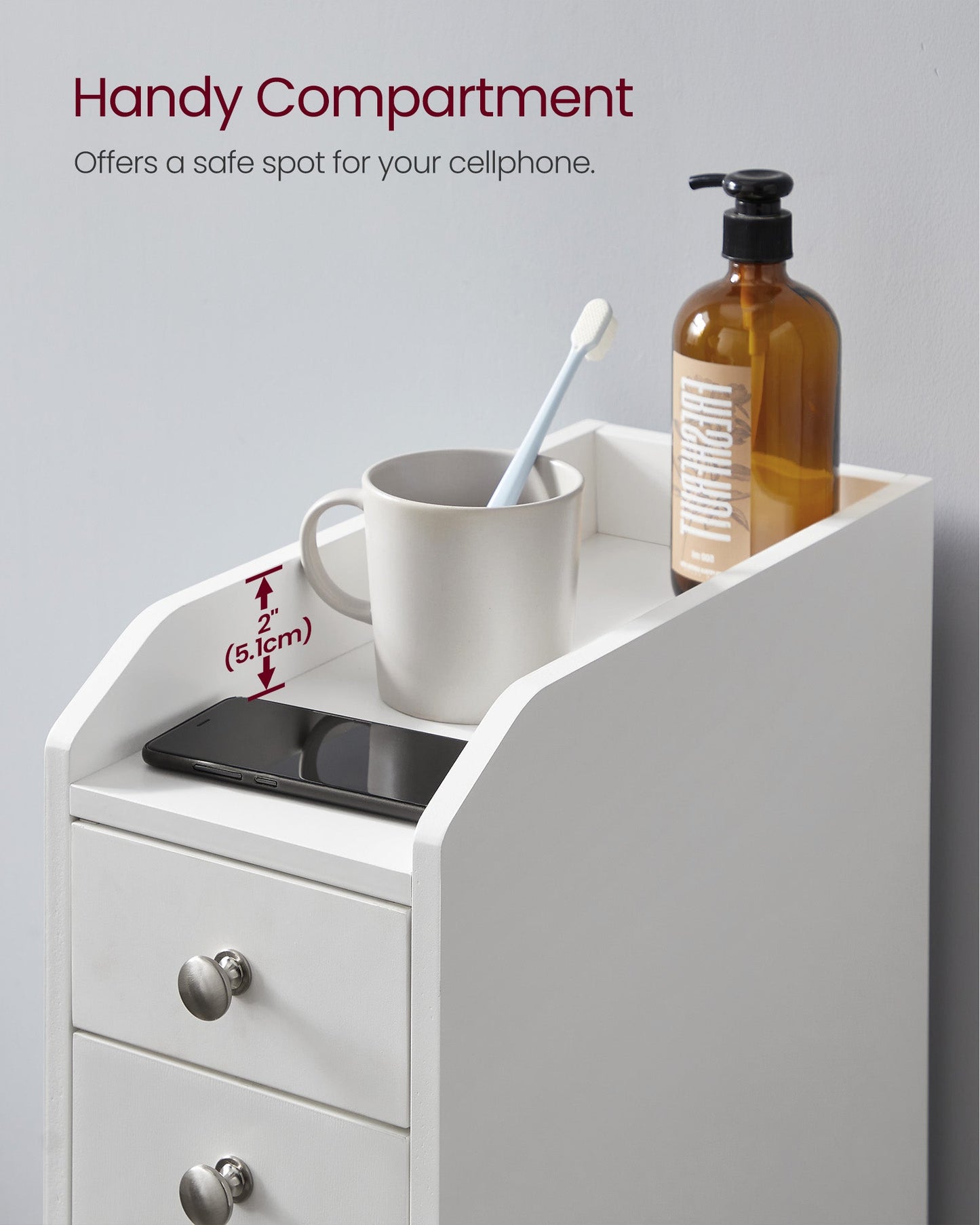 Slim Storage Cabinet, Narrow Storage Organizer with Slide Out Drawers