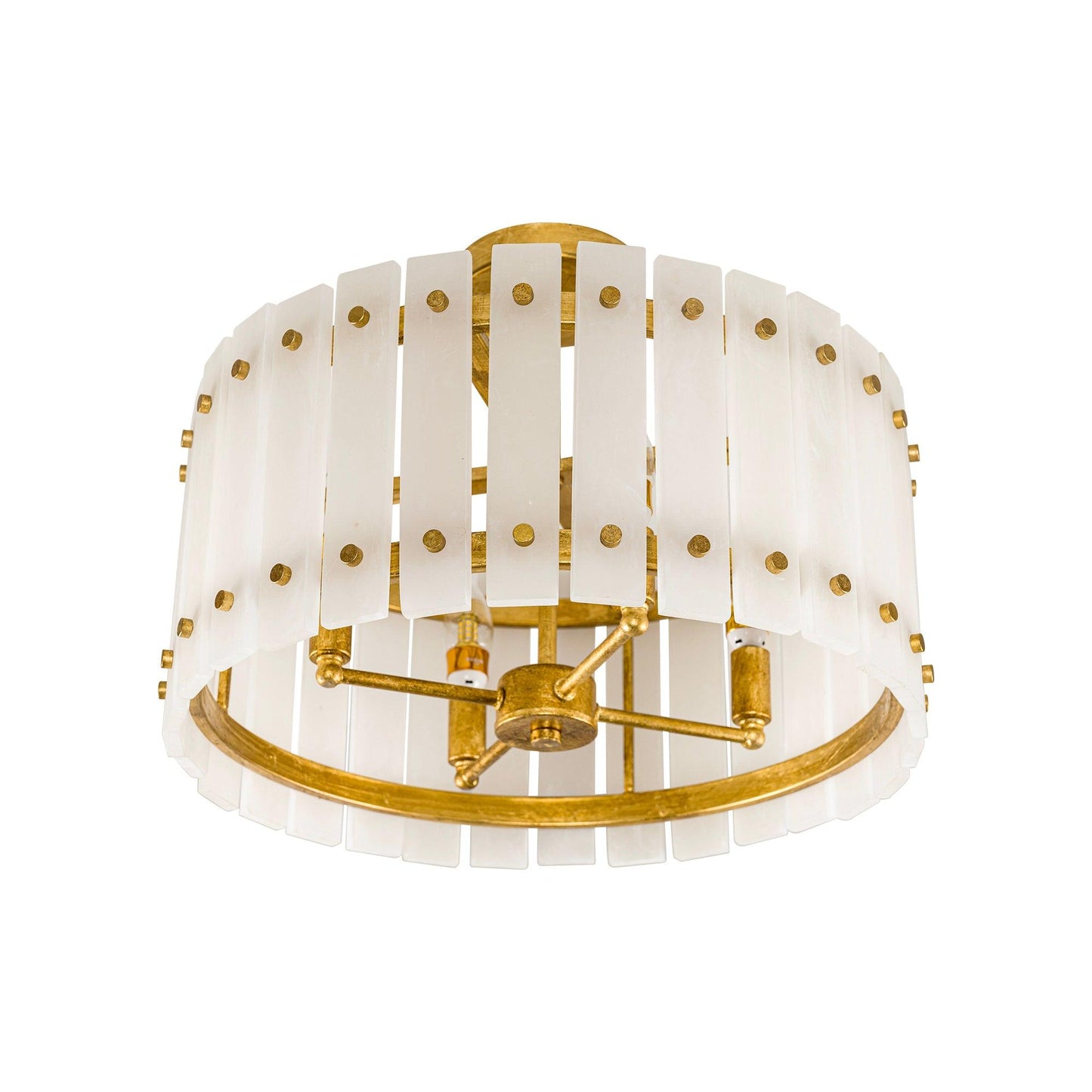 4-Light Modern Drum Marble Semi Flush Mount Ceiling Light