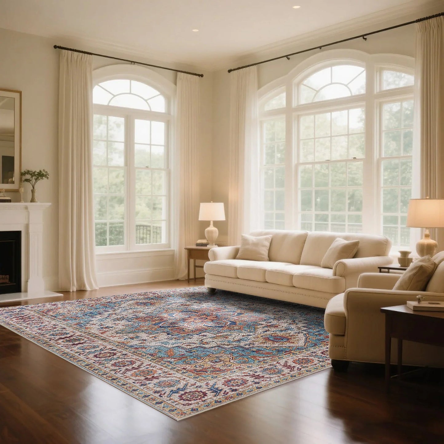 7ft x 5ft Vintage Indoor Non-Slip Washable Large  Area Rugs for Bedroom Living Room