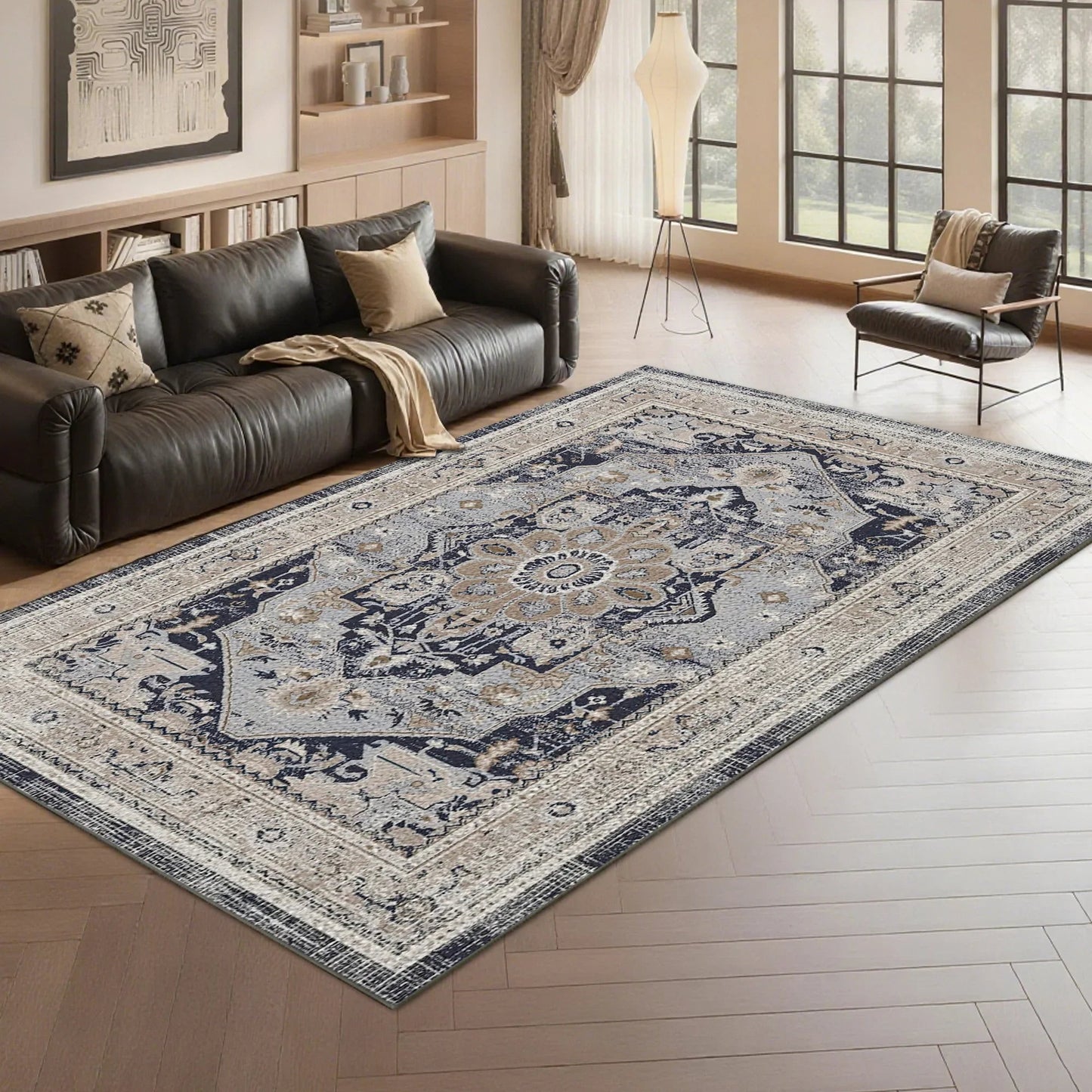 7ft x 5ft Vintage Indoor Non-Slip Washable Large  Area Rugs for Bedroom Living Room