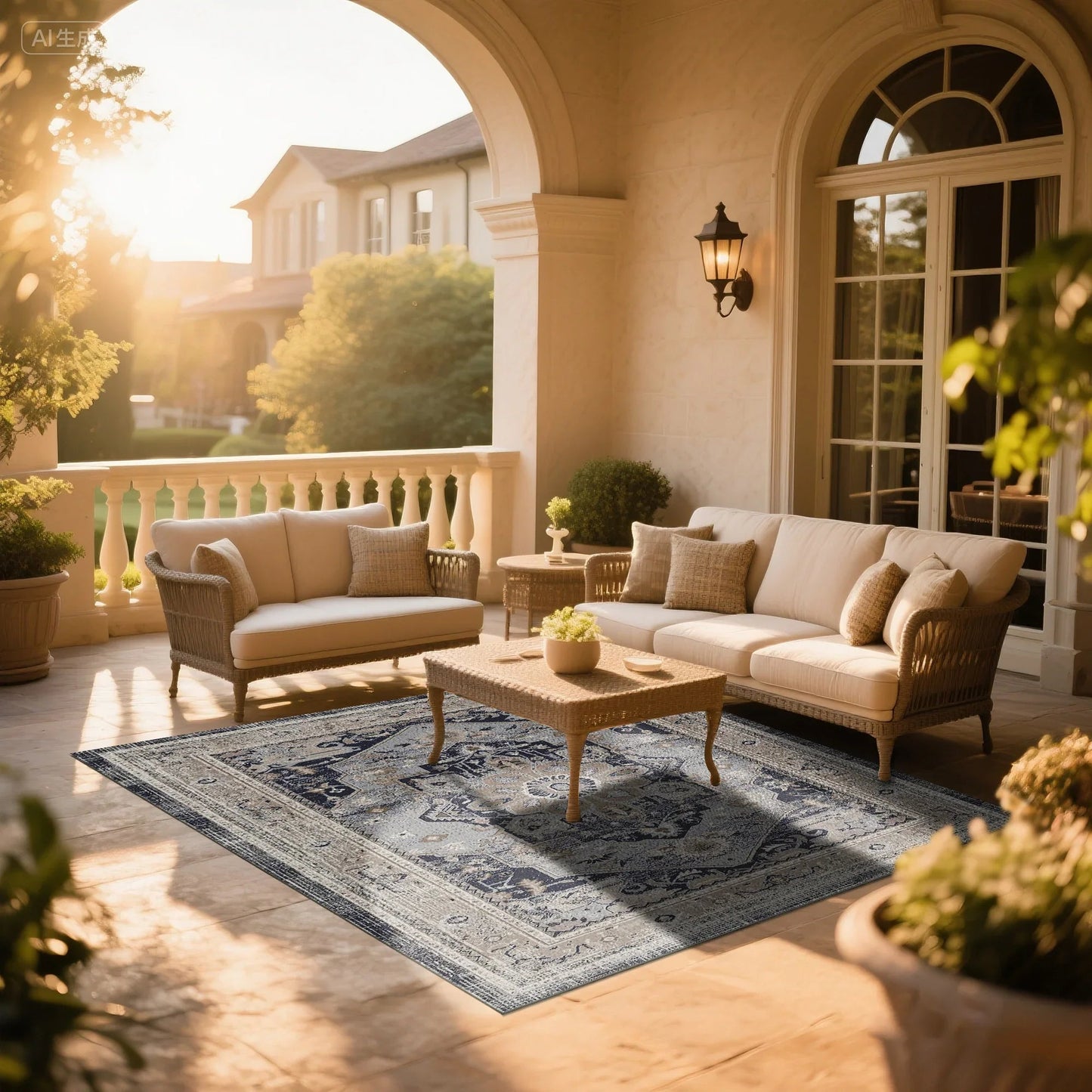 7ft x 5ft Vintage Indoor Non-Slip Washable Large  Area Rugs for Bedroom Living Room