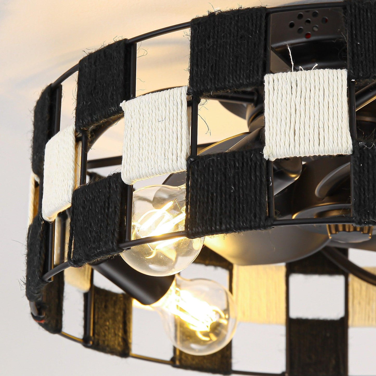 18 Inch Black Industrial Flush Mount Ceiling Fan with Light APP and Remote Control