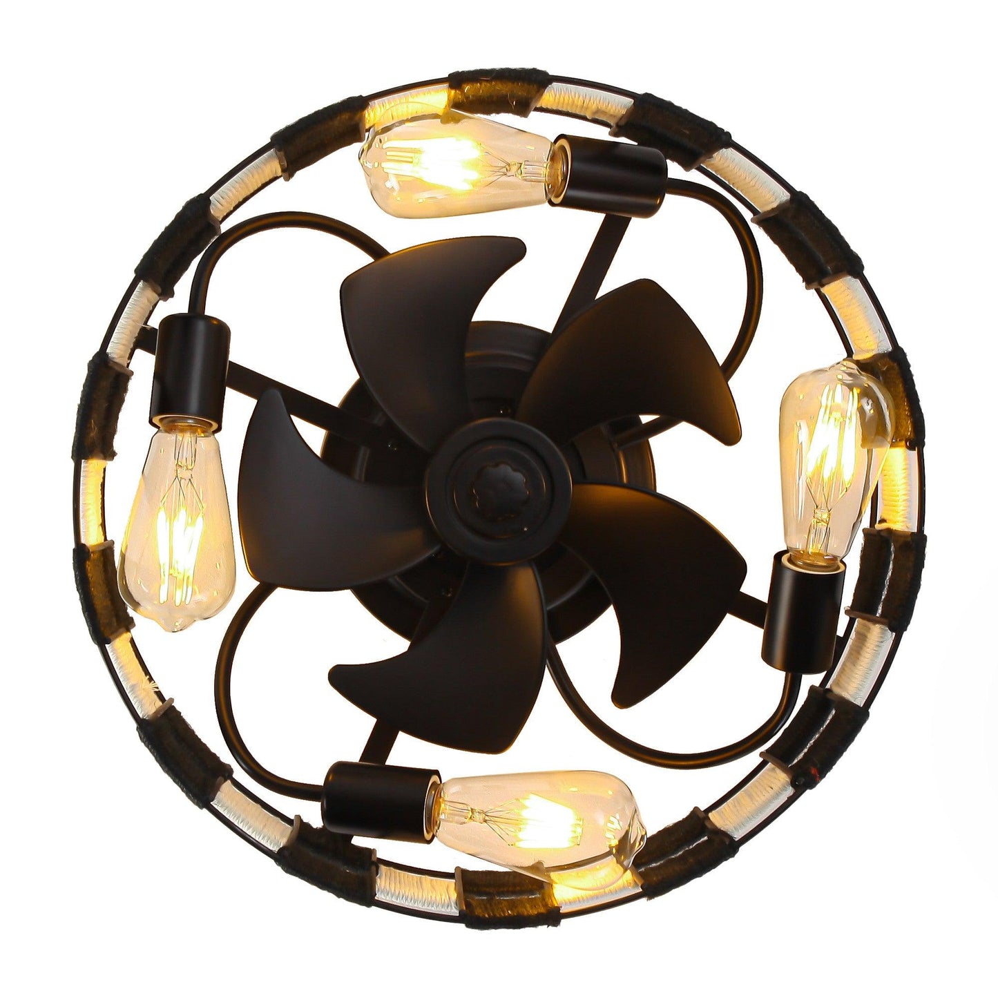 18 Inch Black Industrial Flush Mount Ceiling Fan with Light APP and Remote Control