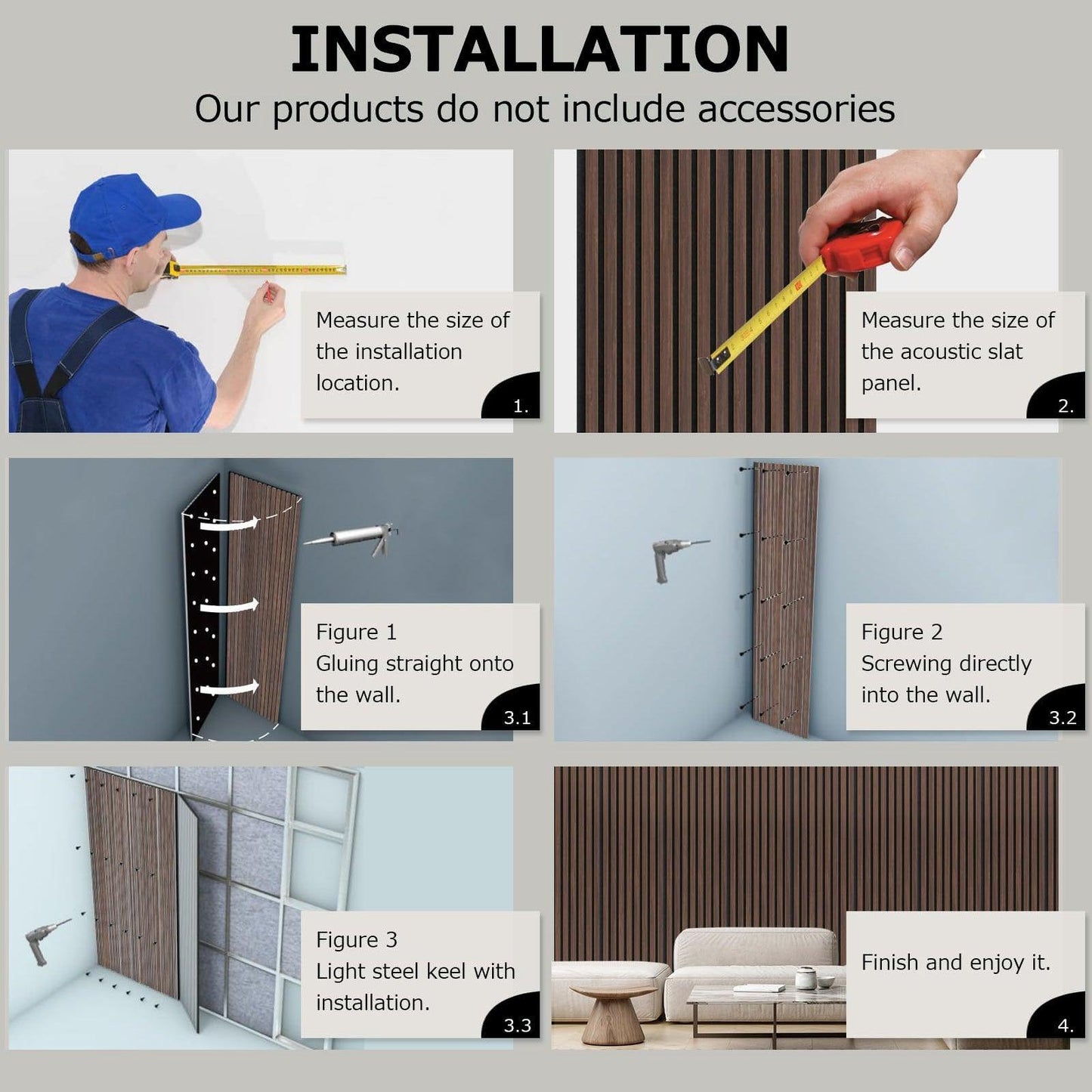 4-Piece Pack Veneer Sound Acoustic Wood Wall Panels