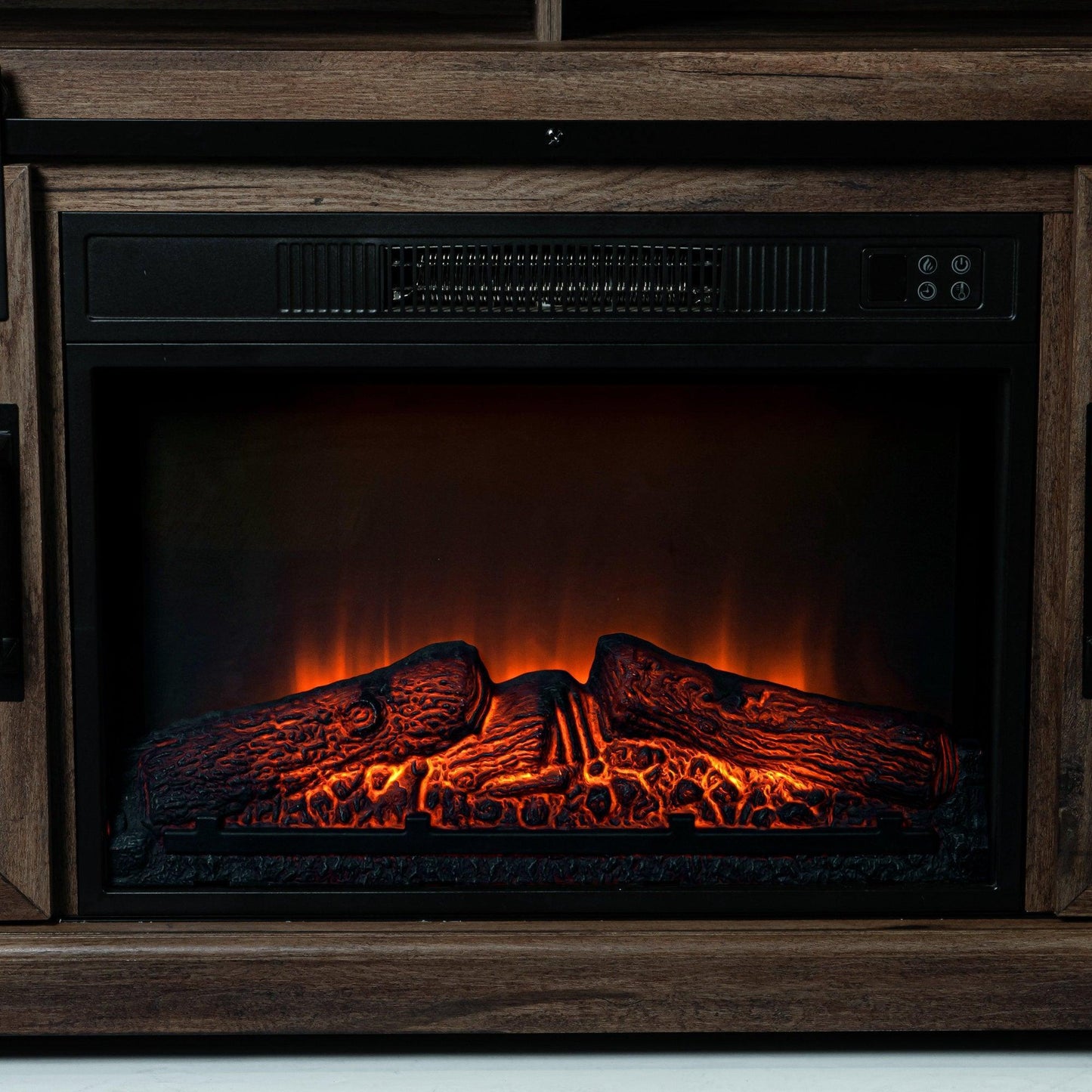 68" Farmhouse TV Stand with 23" Insert Opening Electric Fireplace