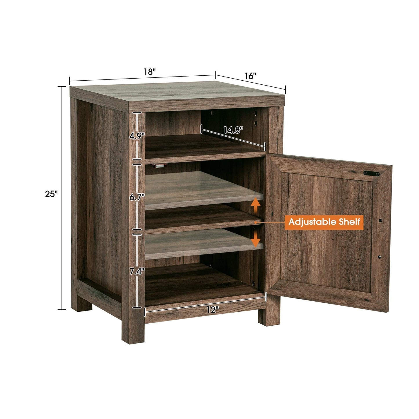 18" Solid Wood Farmhouse Nightstand for Bedroom in Brown or Grey or White