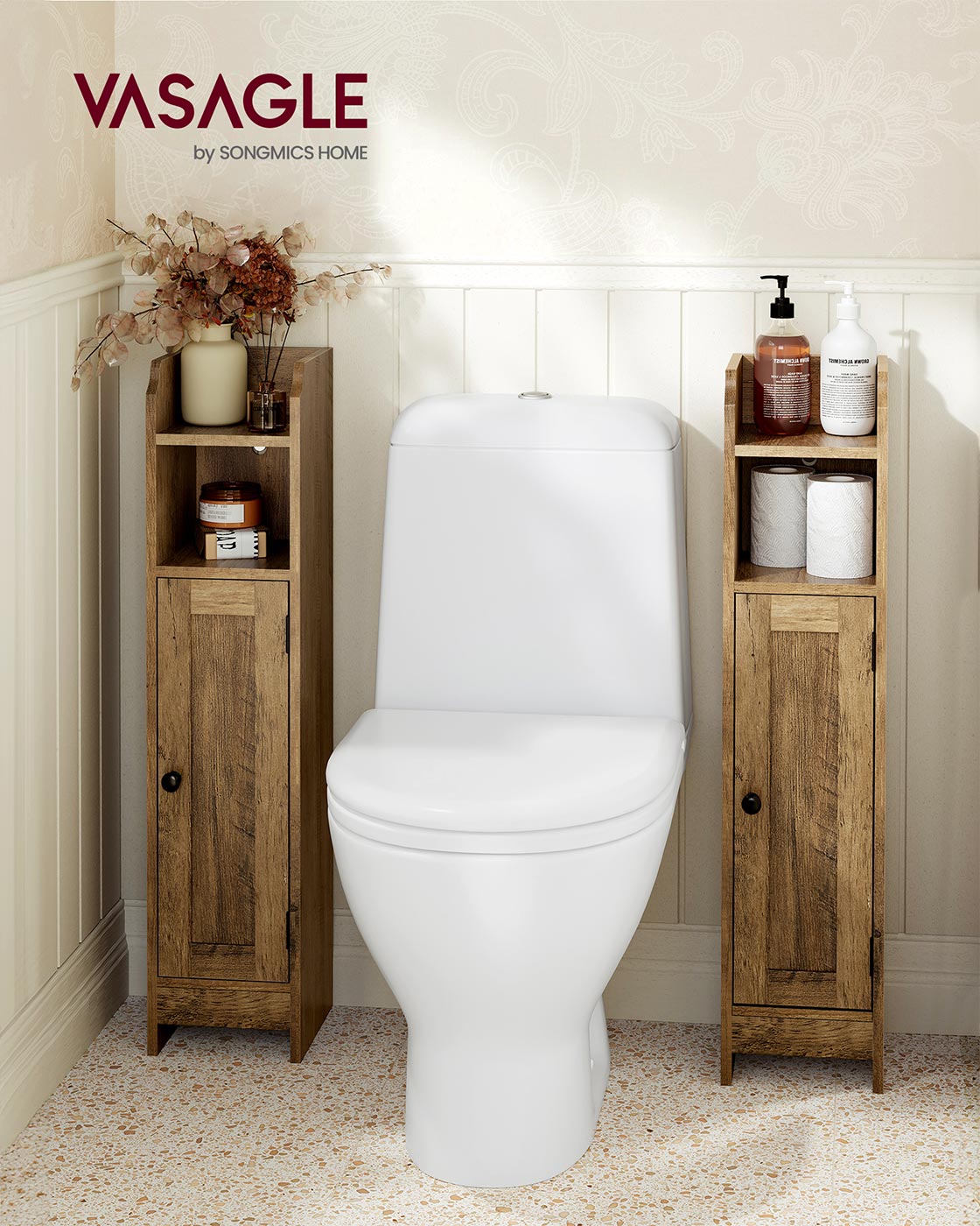 Small Bathroom Storage Corner Floor Cabinet with Door