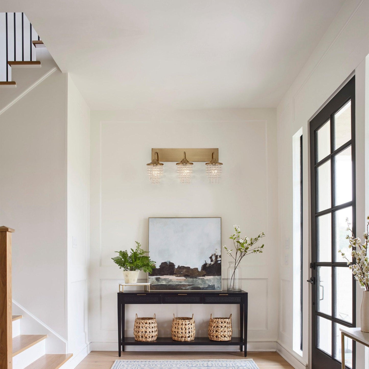 Modern 3-Light Golden Wall Lighting with Crystal