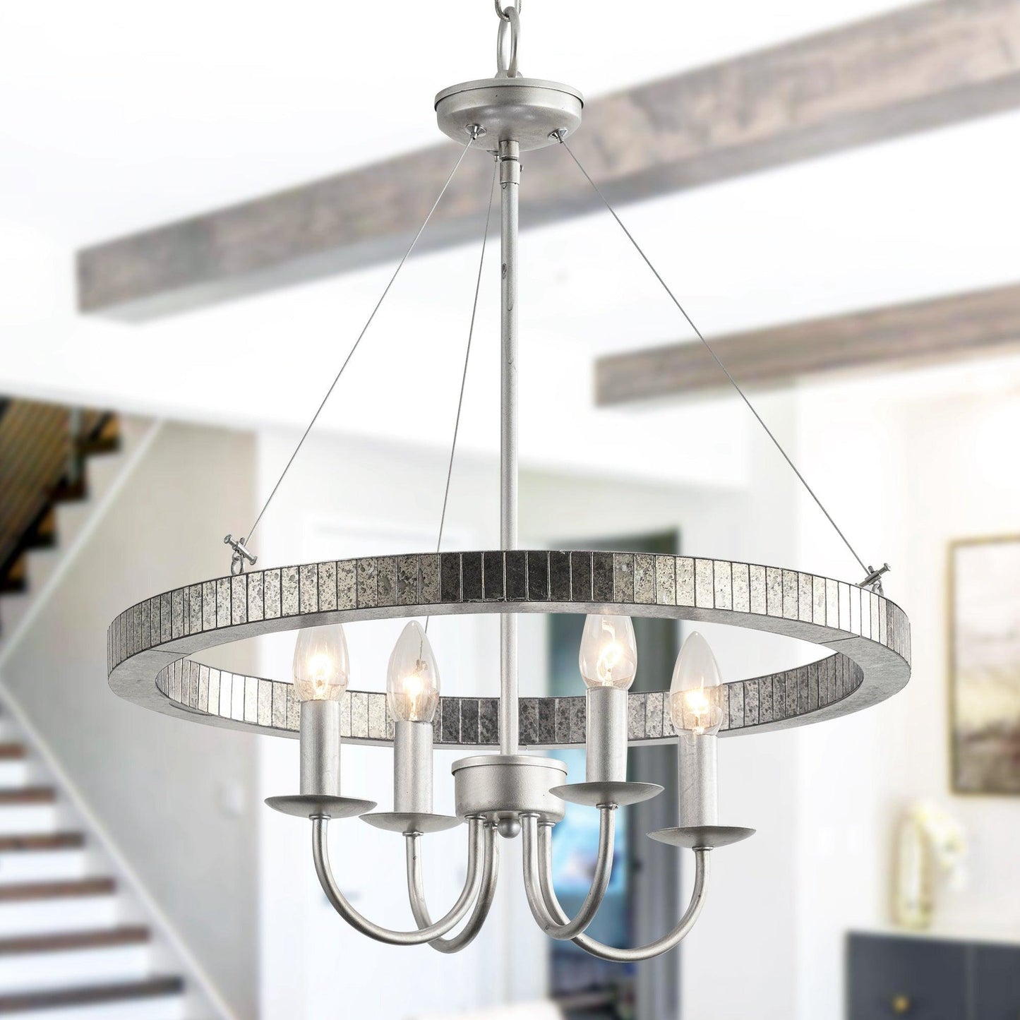 4-Light Iron Modern Island Pendant Lighting with Acrylic Lens