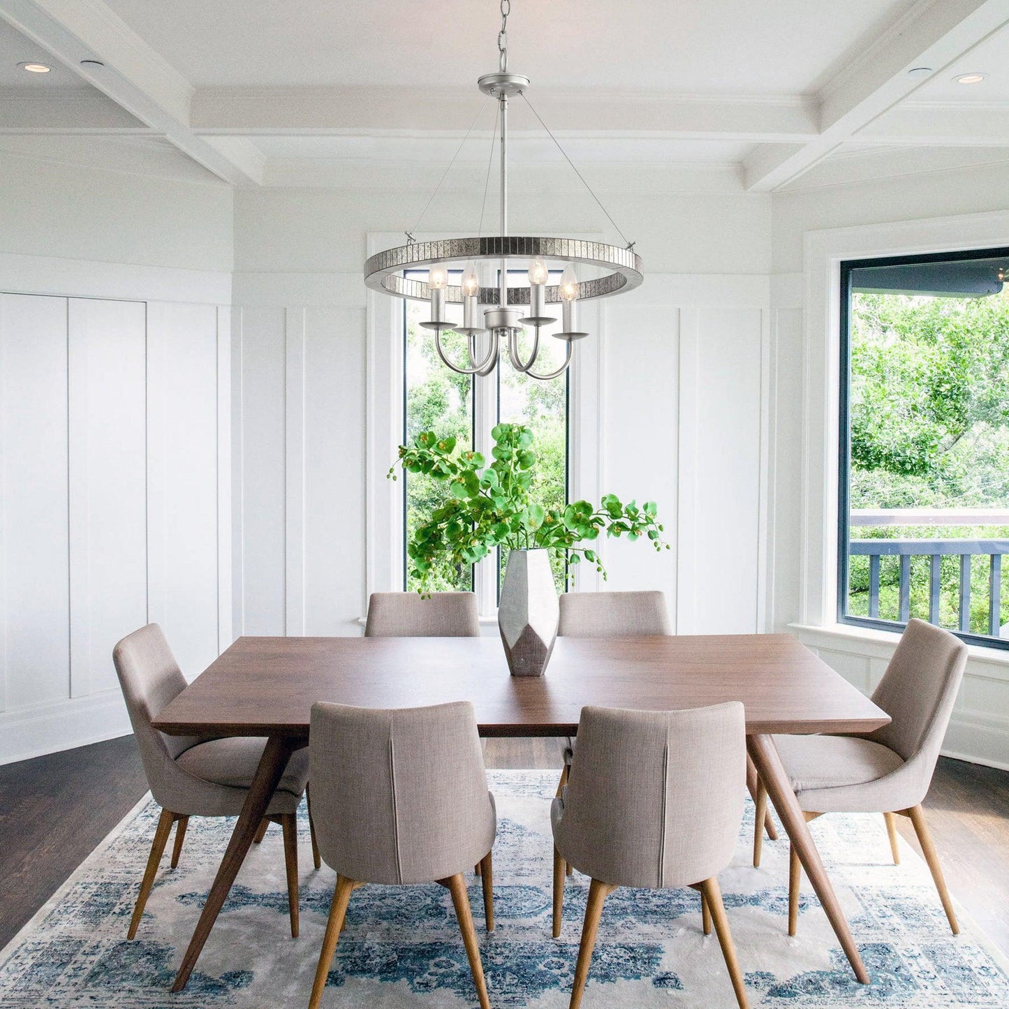 4-Light Iron Modern Island Pendant Lighting with Acrylic Lens