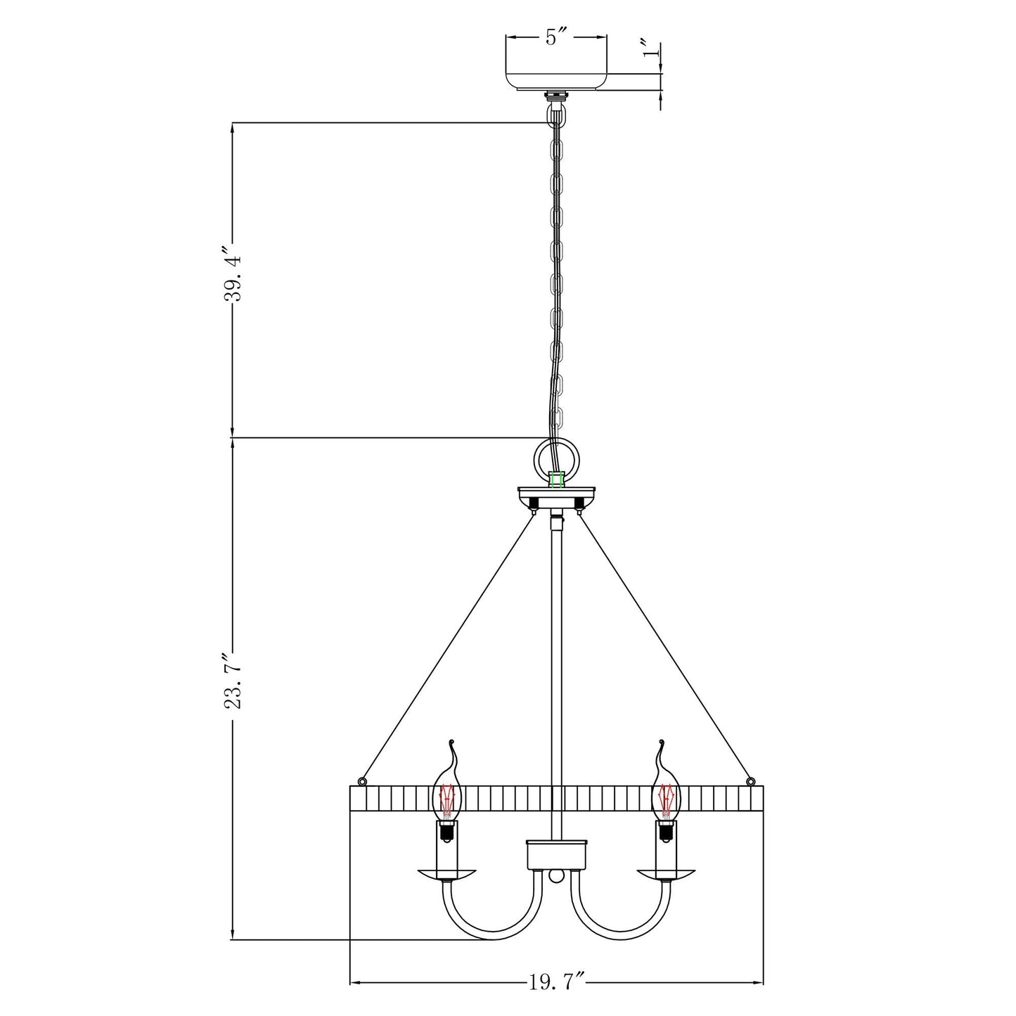 4-Light Iron Modern Island Pendant Lighting with Acrylic Lens