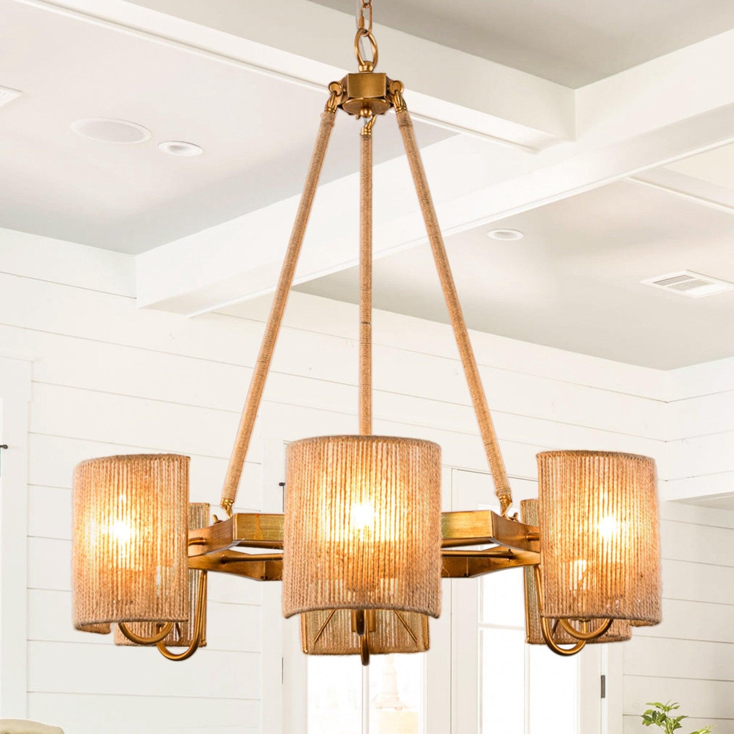6-Light Farmhouse Bedroom Island Pendant Lighting