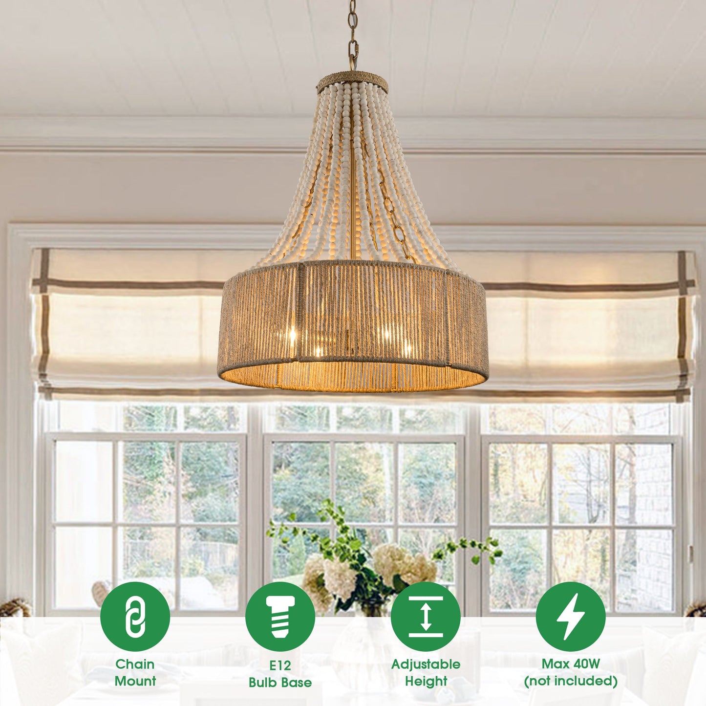4-Light Golden Farmhouse Dry Rated Chandelier