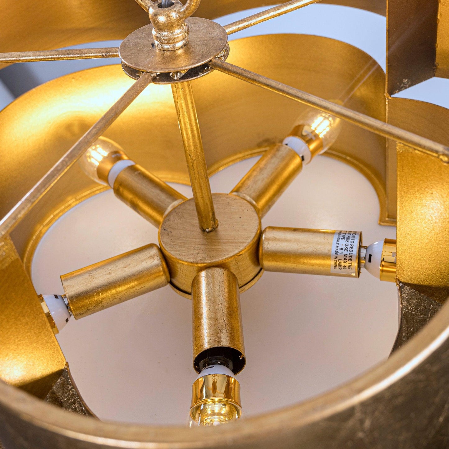 Golden 5-Light Iron Dry Rated Island Pendant Lighting