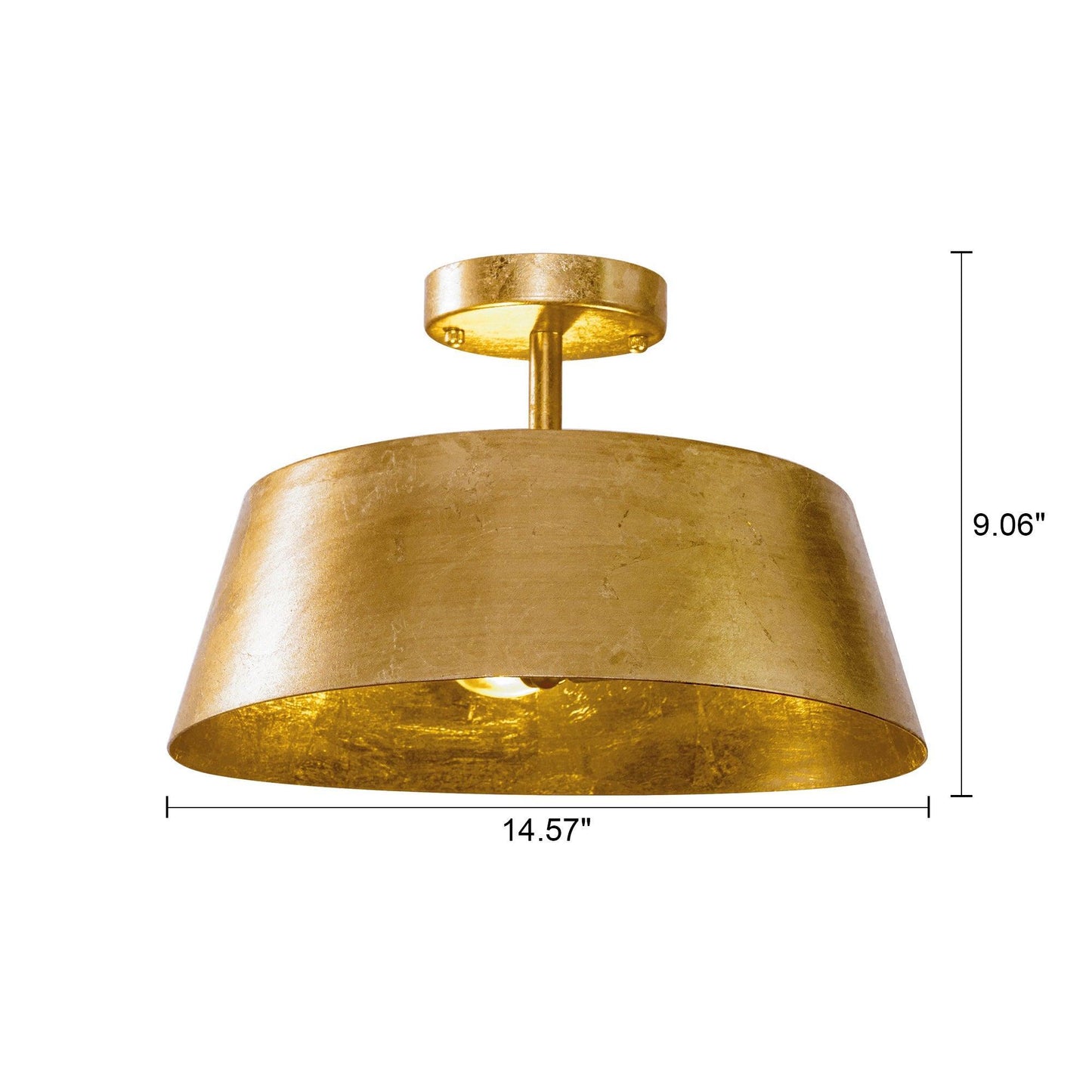 3-Light Golden Semi Flush Mount Lighting