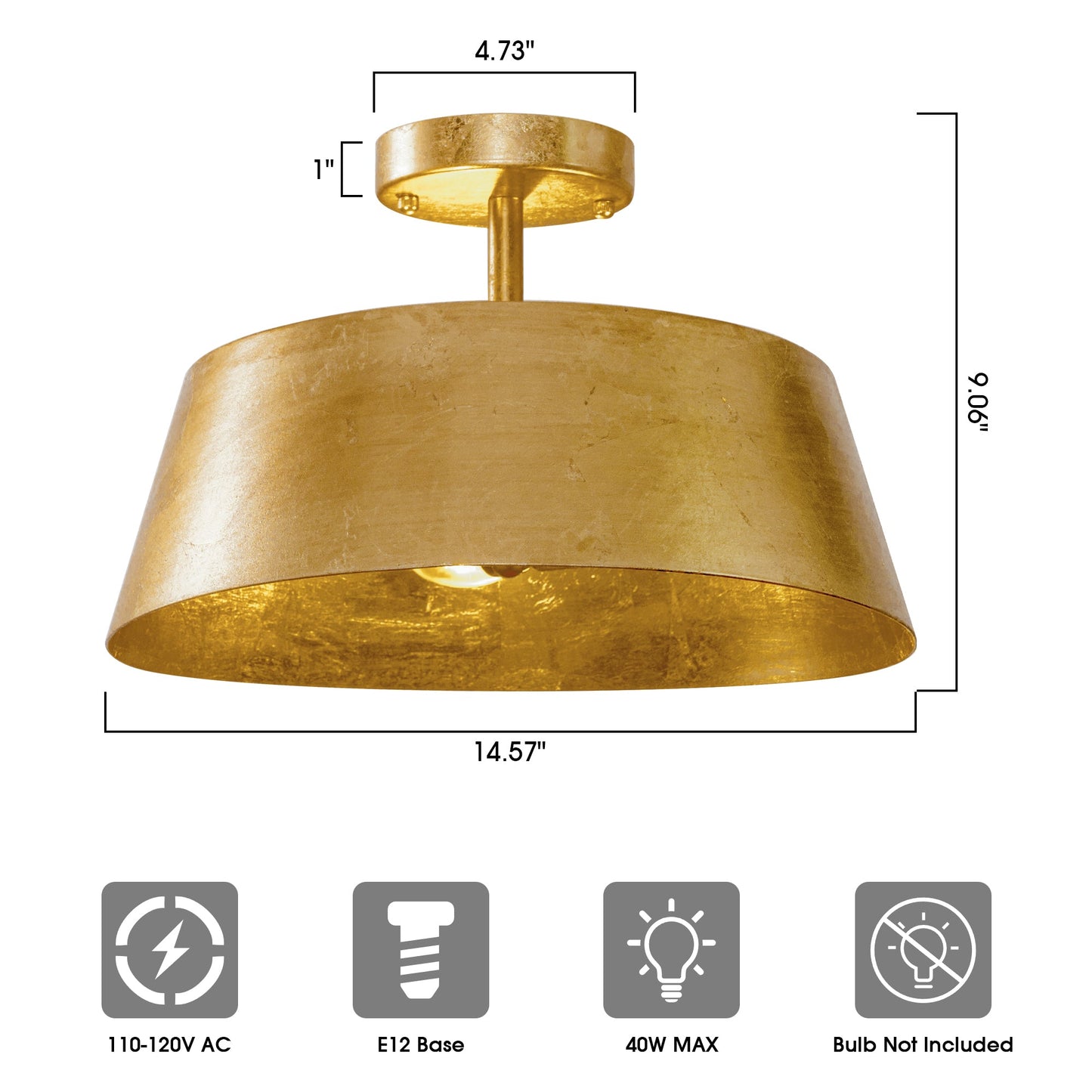 3-Light Golden Semi Flush Mount Lighting
