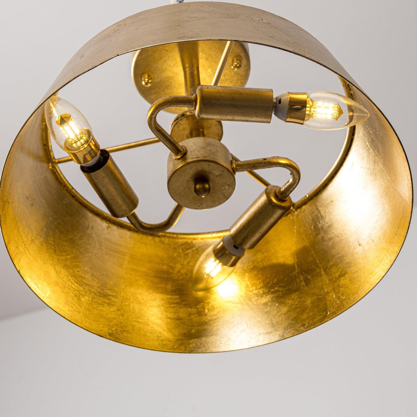 3-Light Golden Semi Flush Mount Lighting
