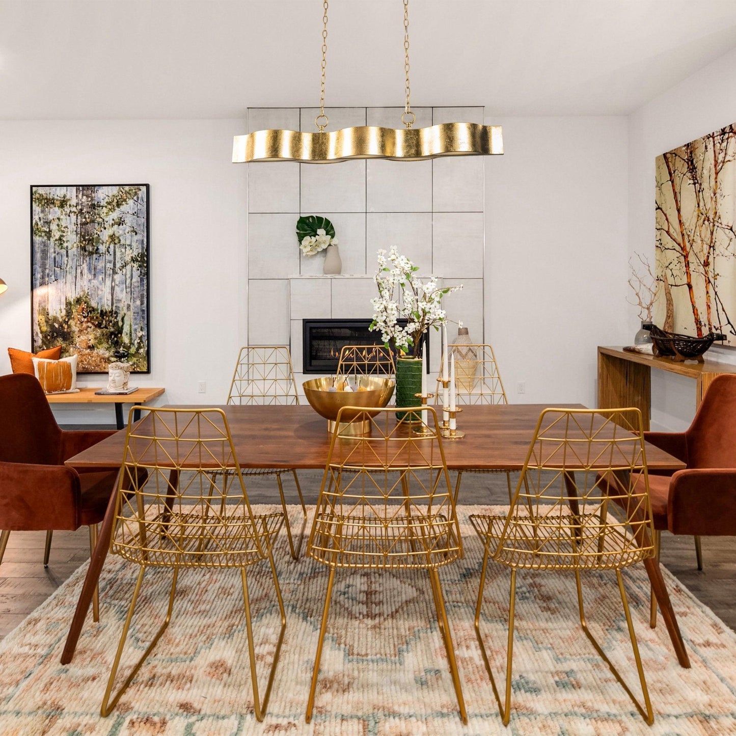 5-Light Golden Modern Dry Rated Island Pendant Lighitng