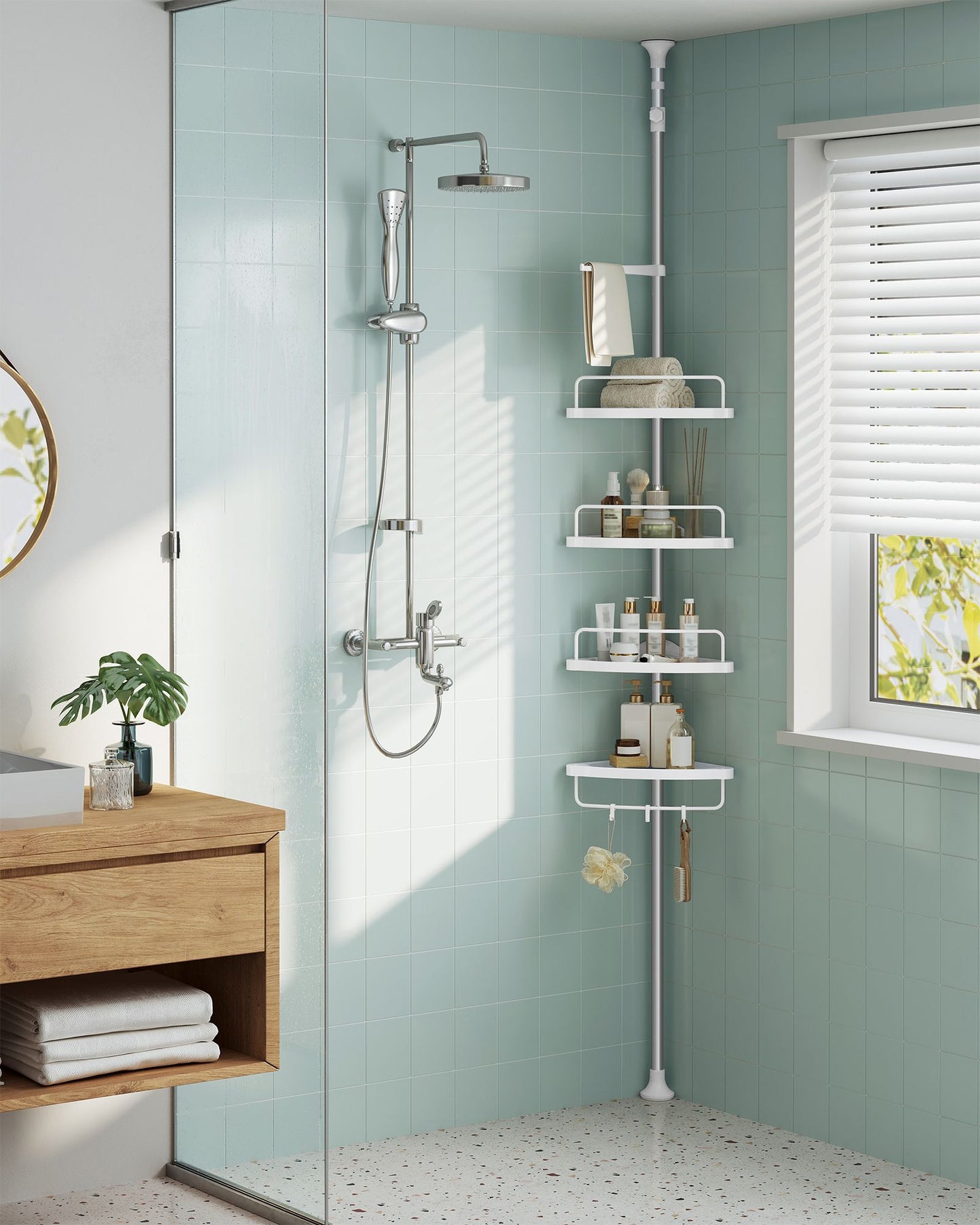 Corner Shower Caddy Tension Pole, 35.8 to 118.1 Inches