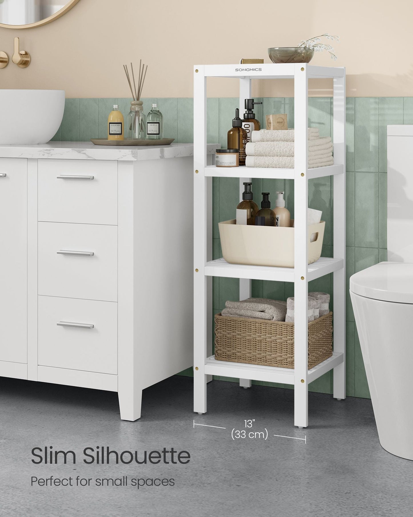 4-Tier Bamboo Bathroom Shelf