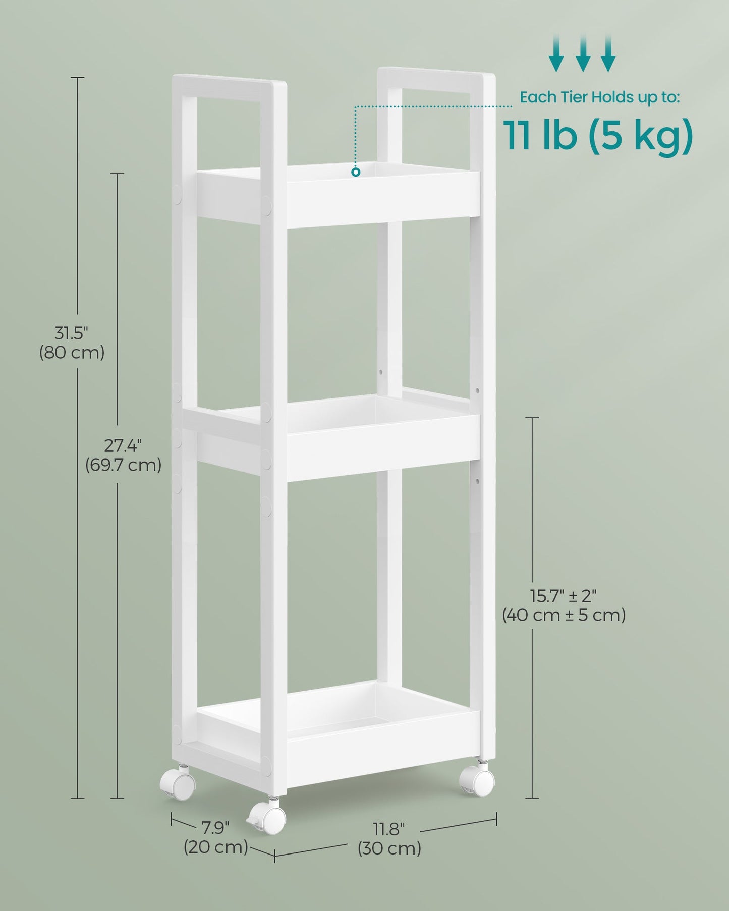 3-Tier Bamboo Rolling Cart